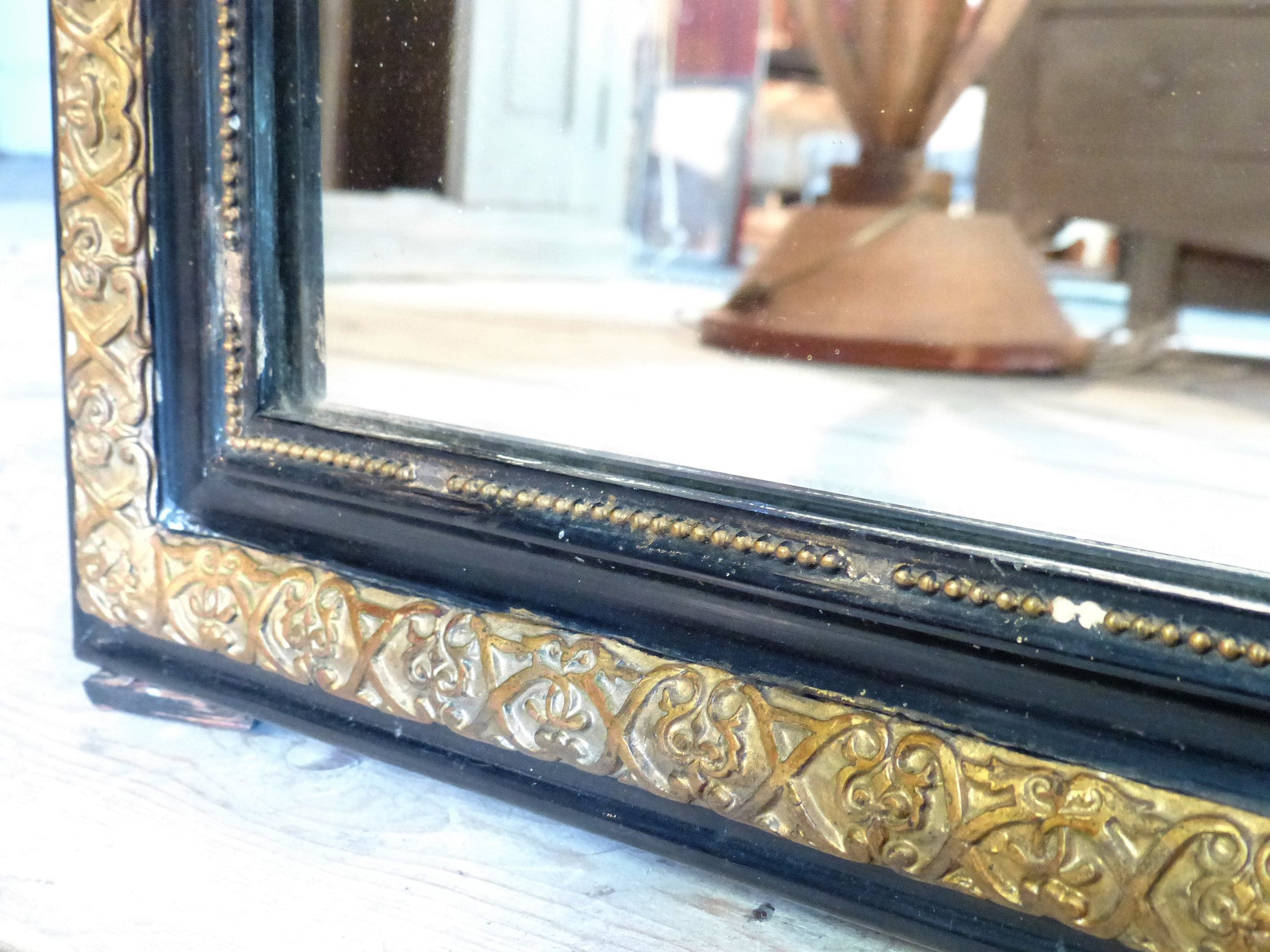 19th century gold and black Napoleon III mirror