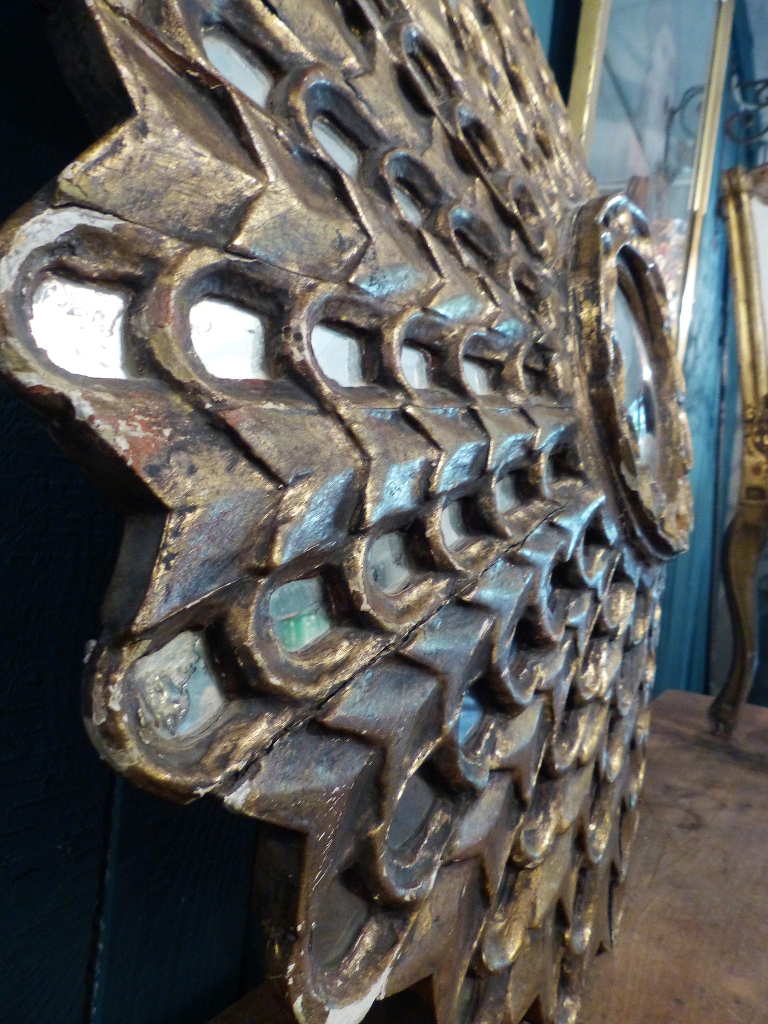 Large carved gilt wood sunburst mirror