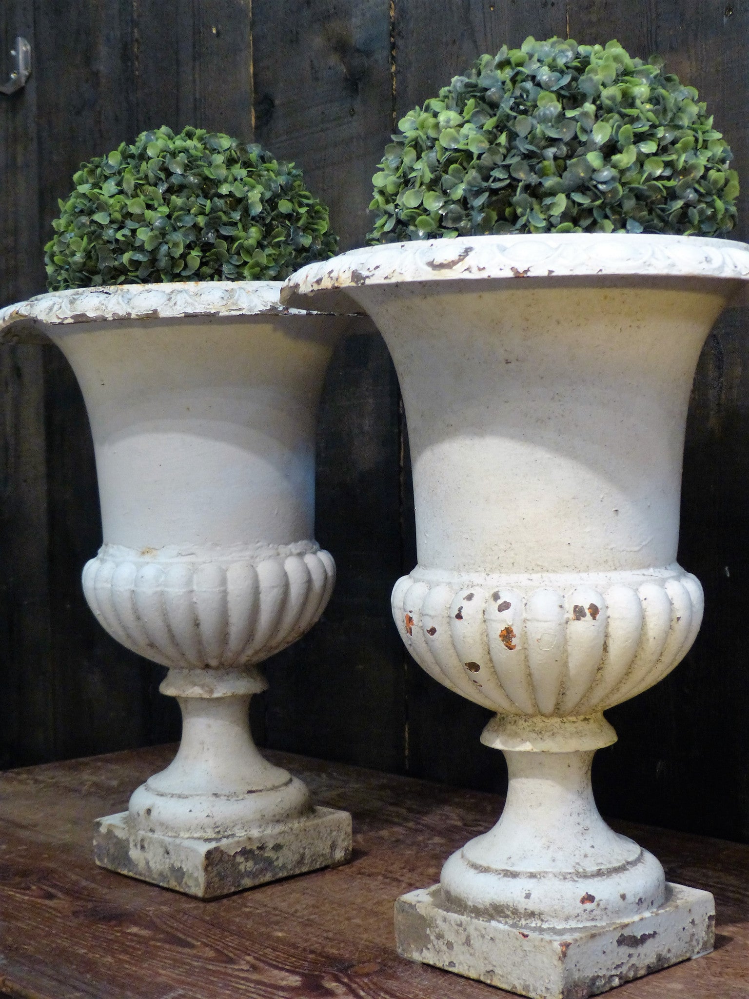 Pair of 19th century white Medici urns