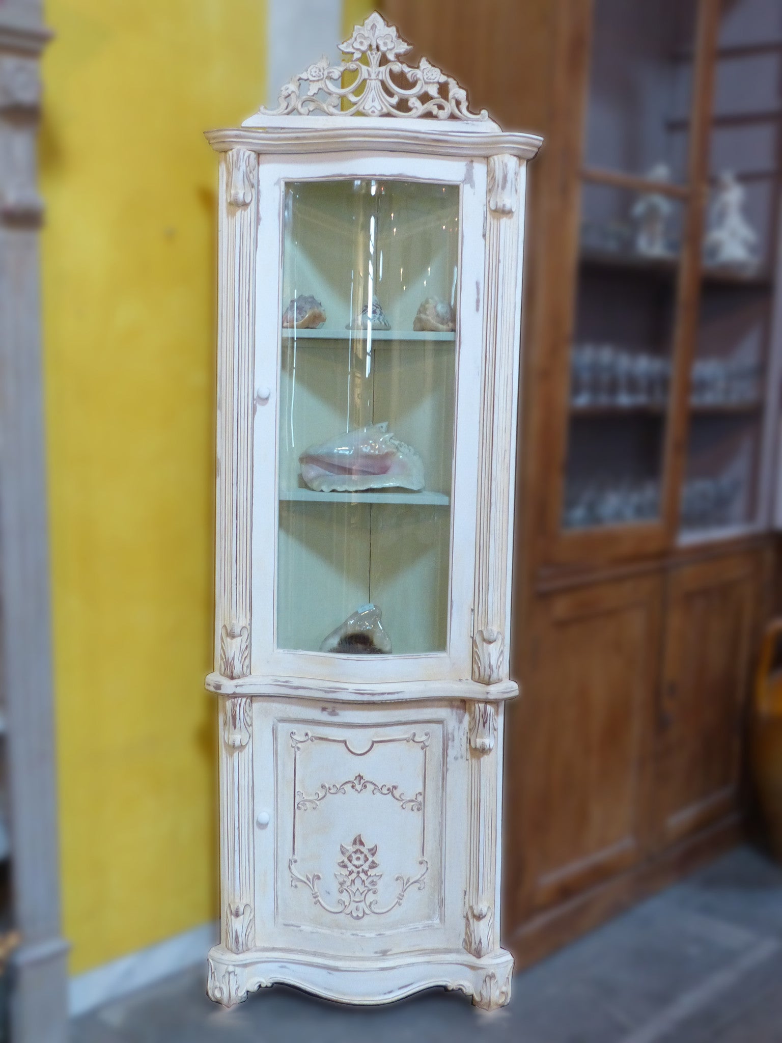 French corner cabinet storage glass door