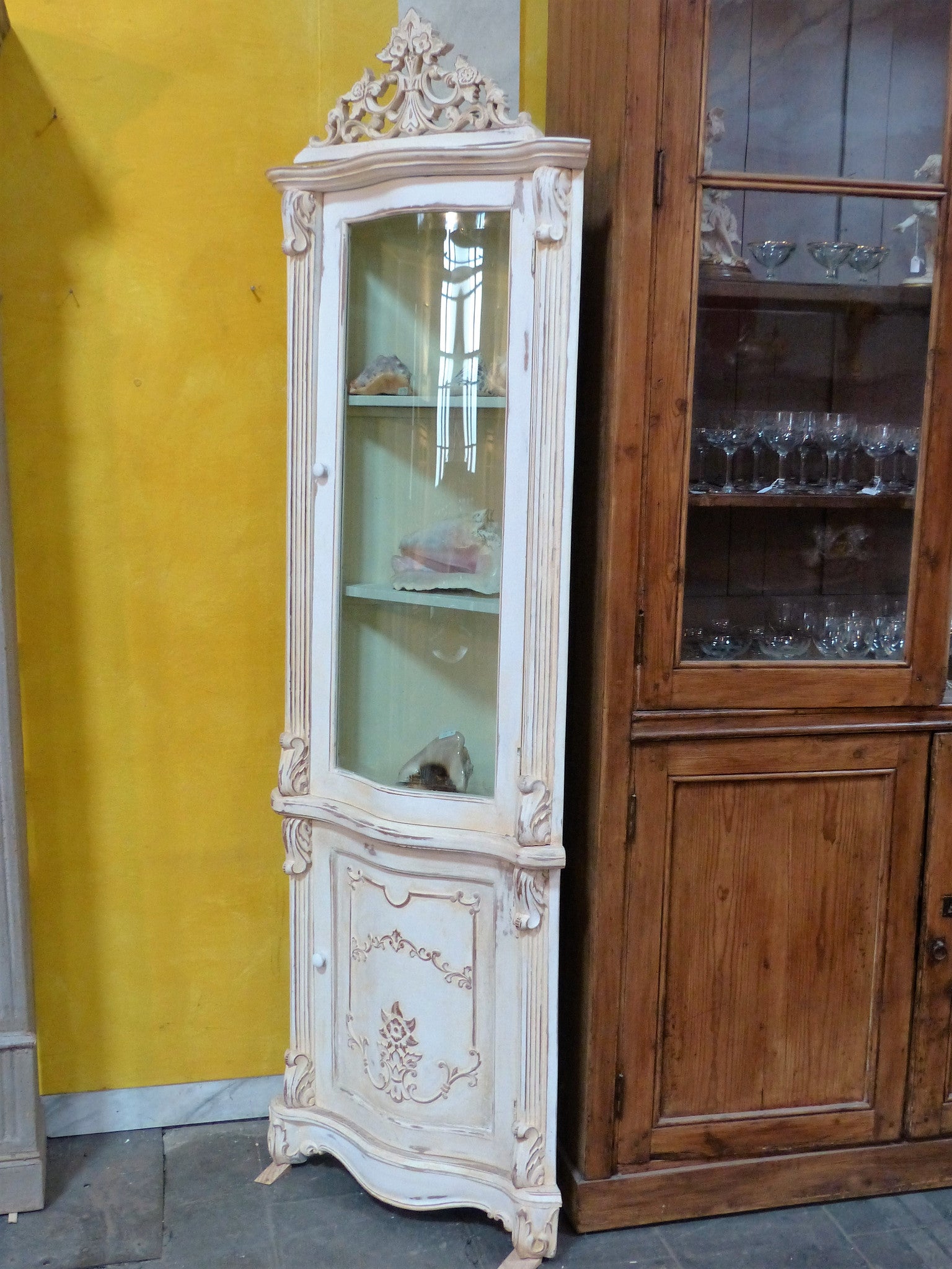 French corner cabinet storage glass door