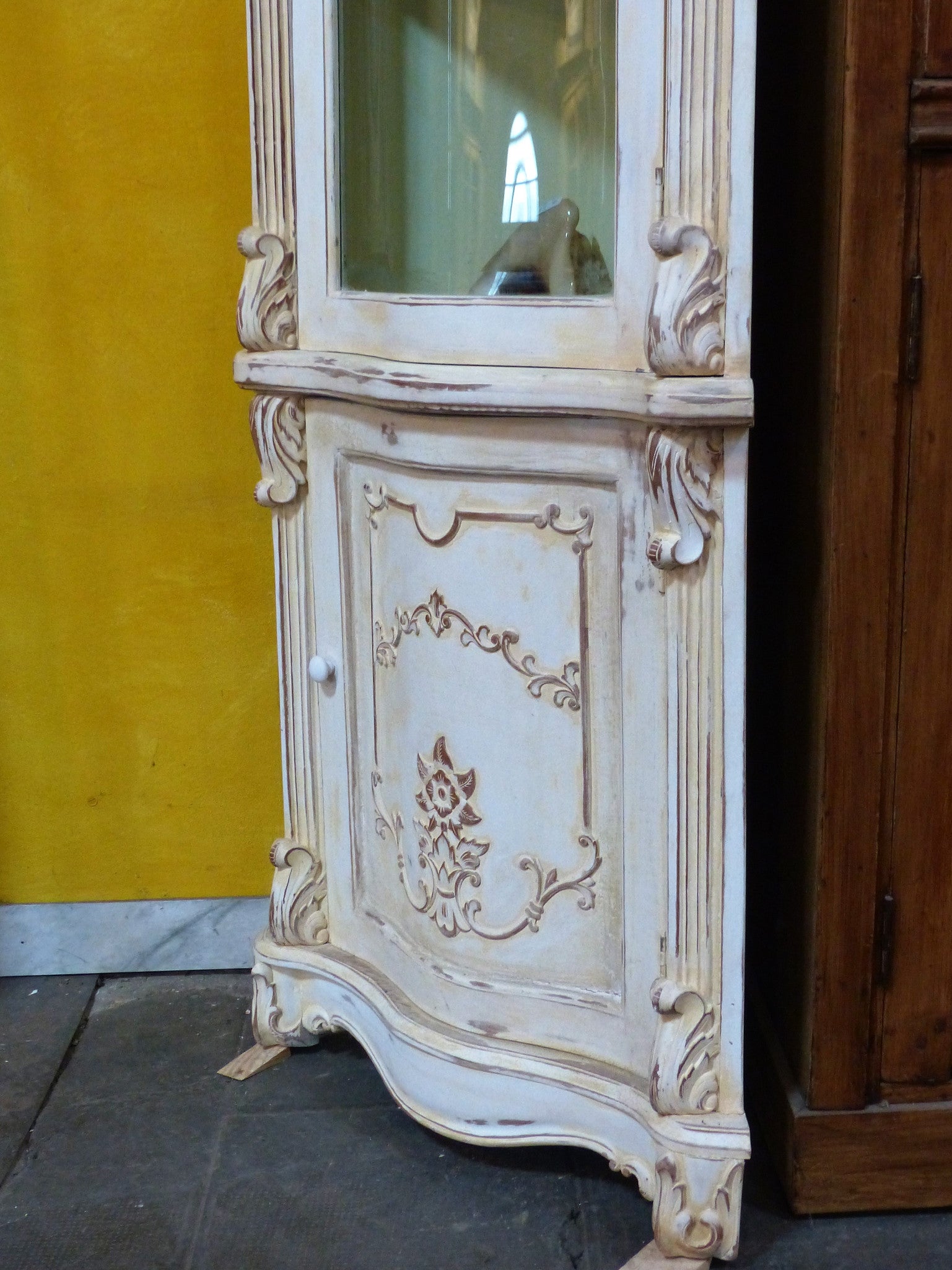 French corner cabinet storage glass door