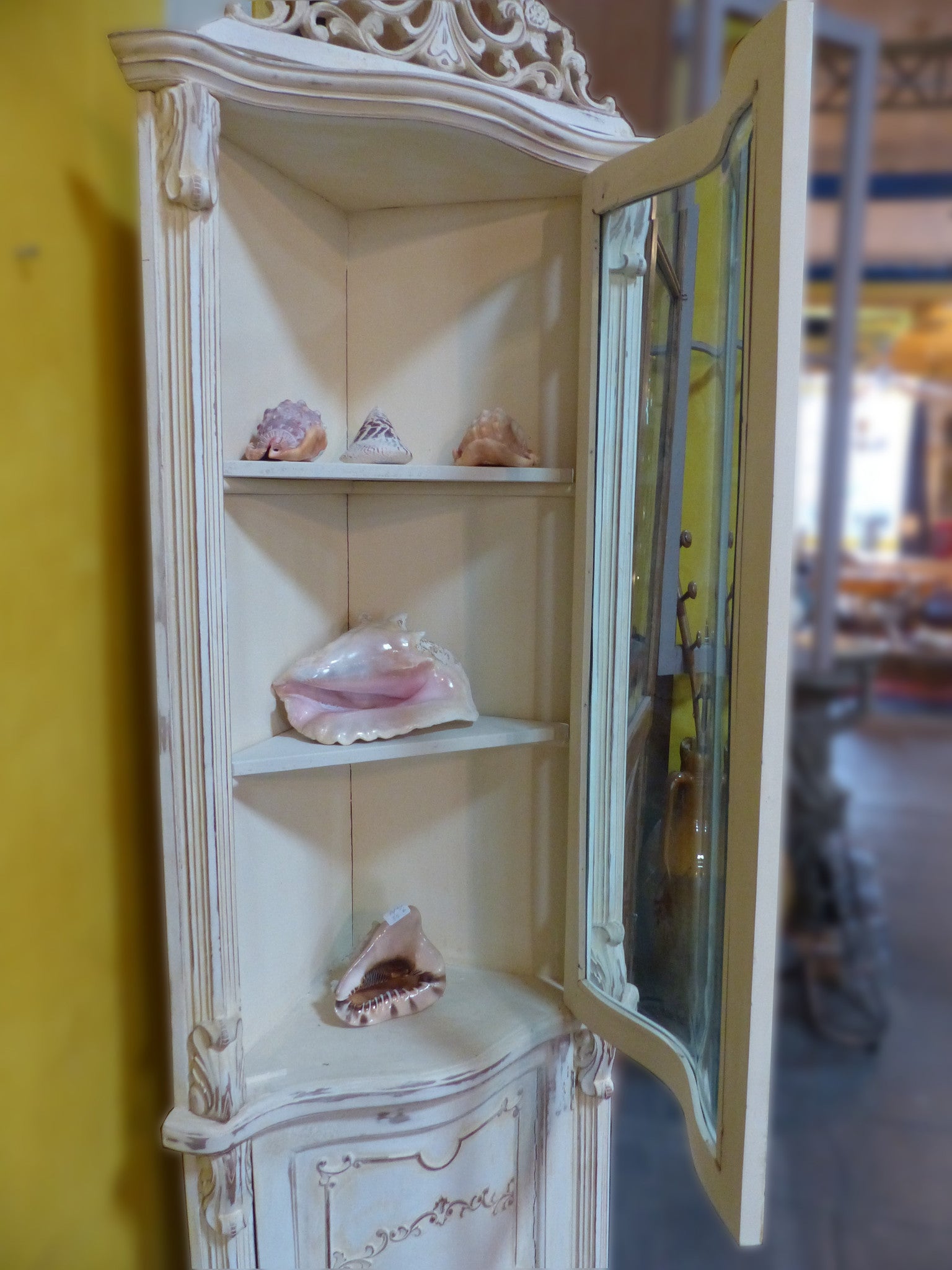 French corner cabinet storage glass door