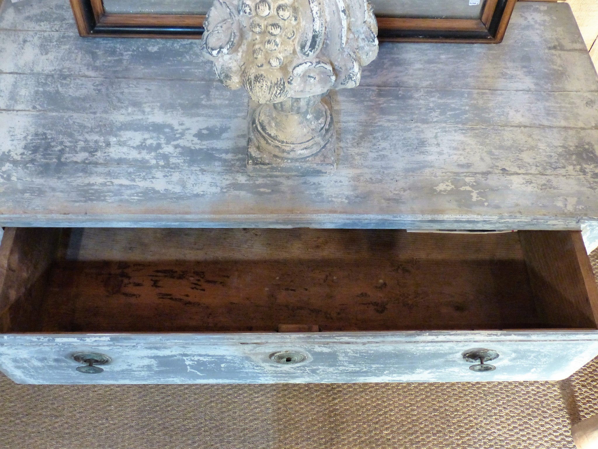 Storage French commode blue patina rustic modern farmhouse décor