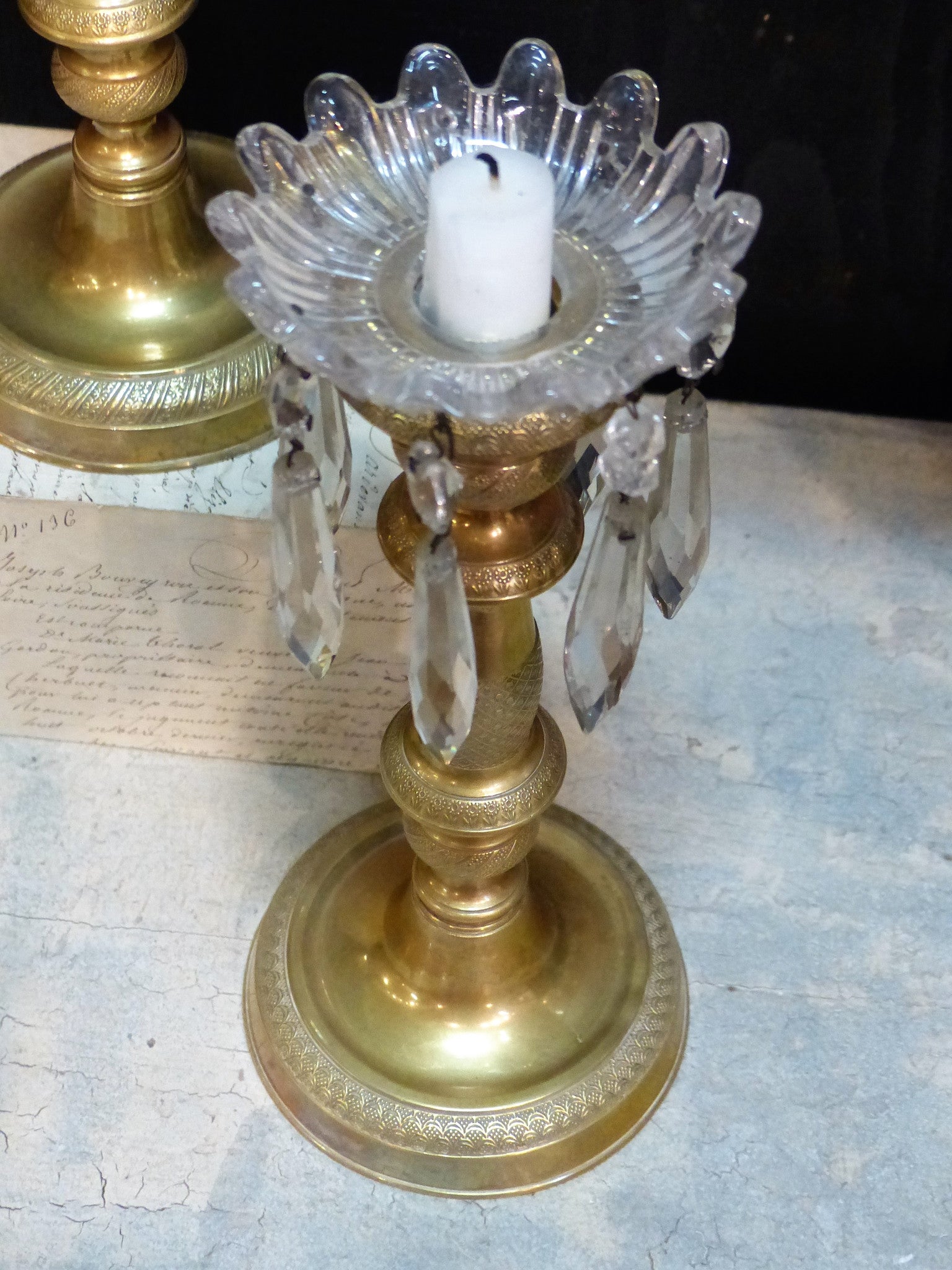 Pair of French candlesticks gilded bronze luxury wedding gift from France