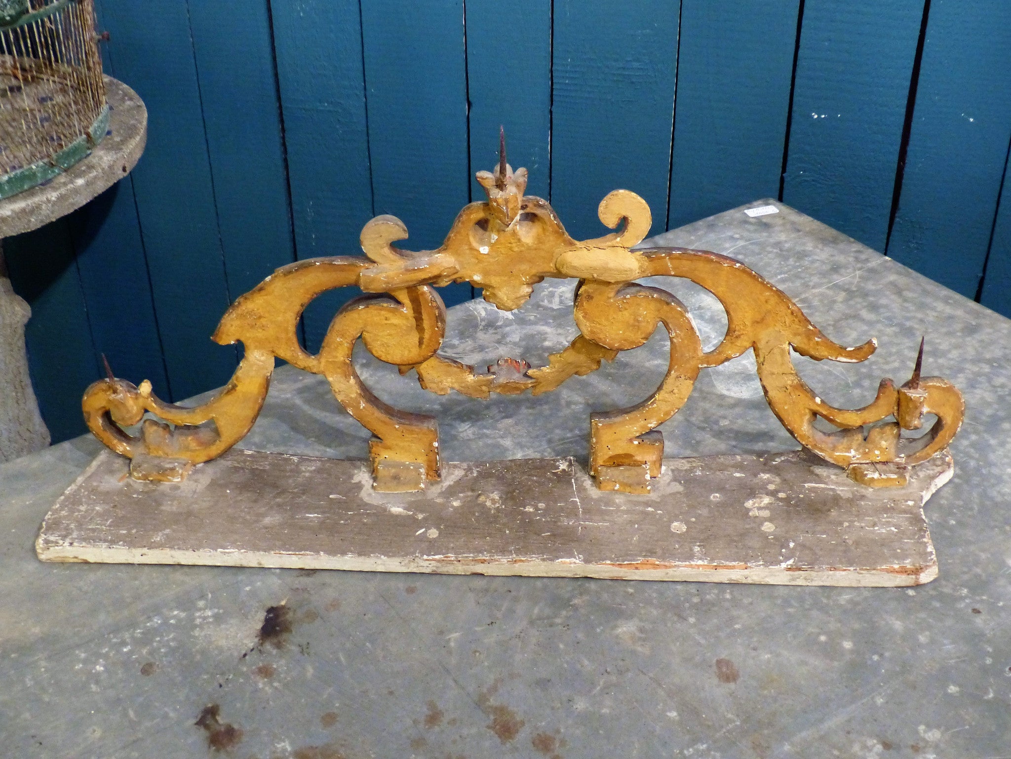 Pair of 18th century candle holders Italian gold gilded