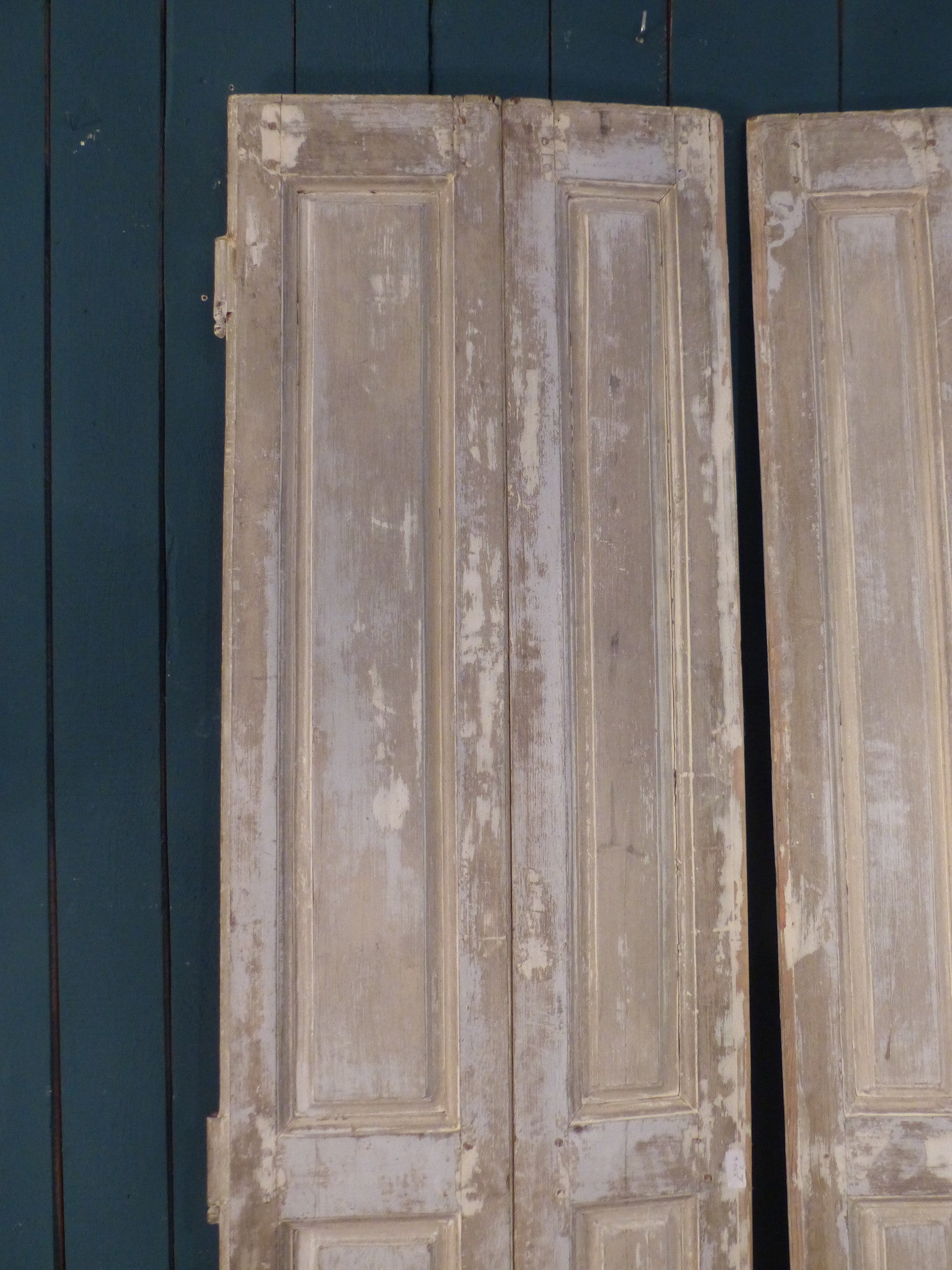 Pair of 19th century shutters with white patina French interiors 