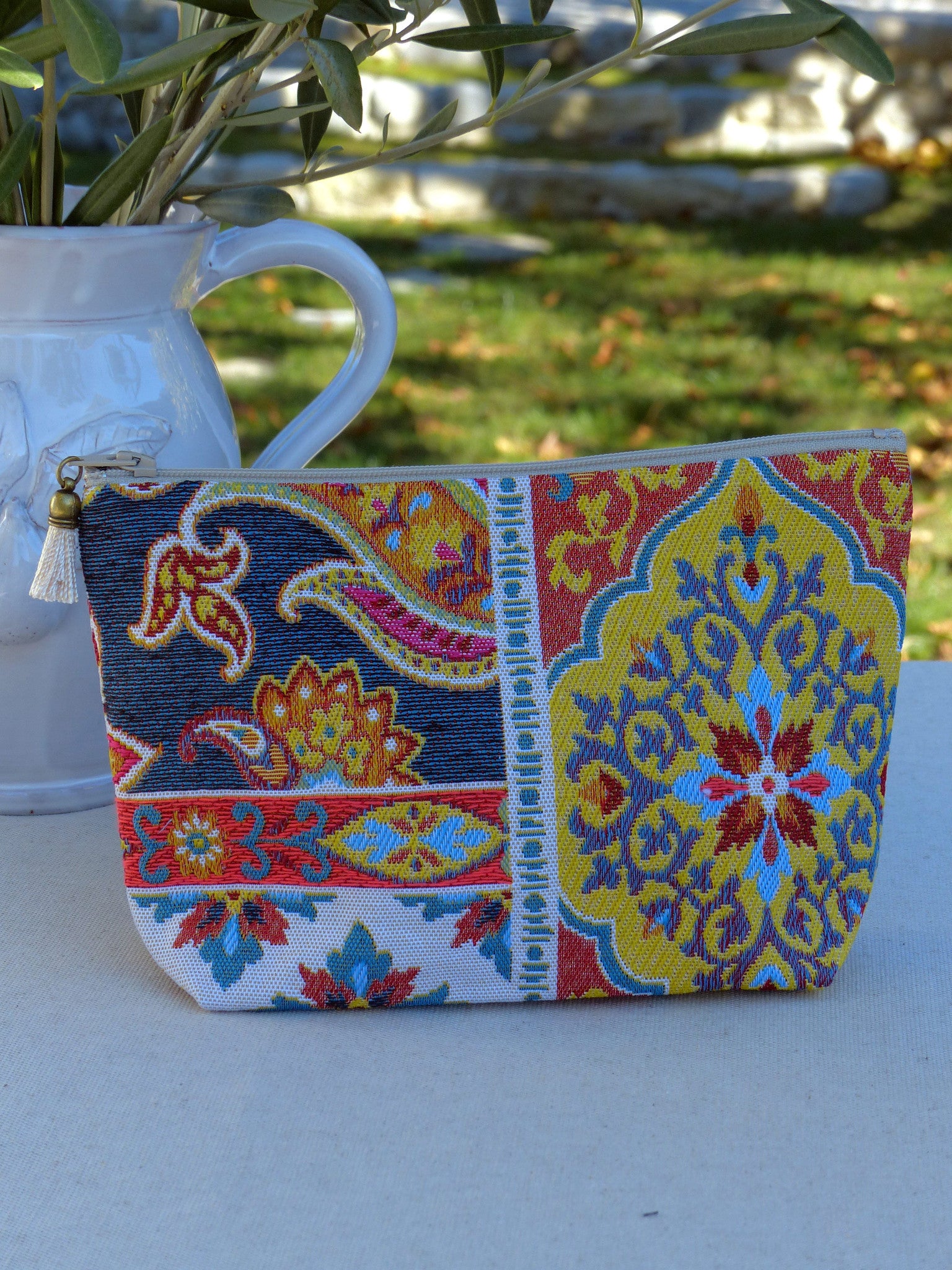 Wash bag - blue, pink, orange tapestry