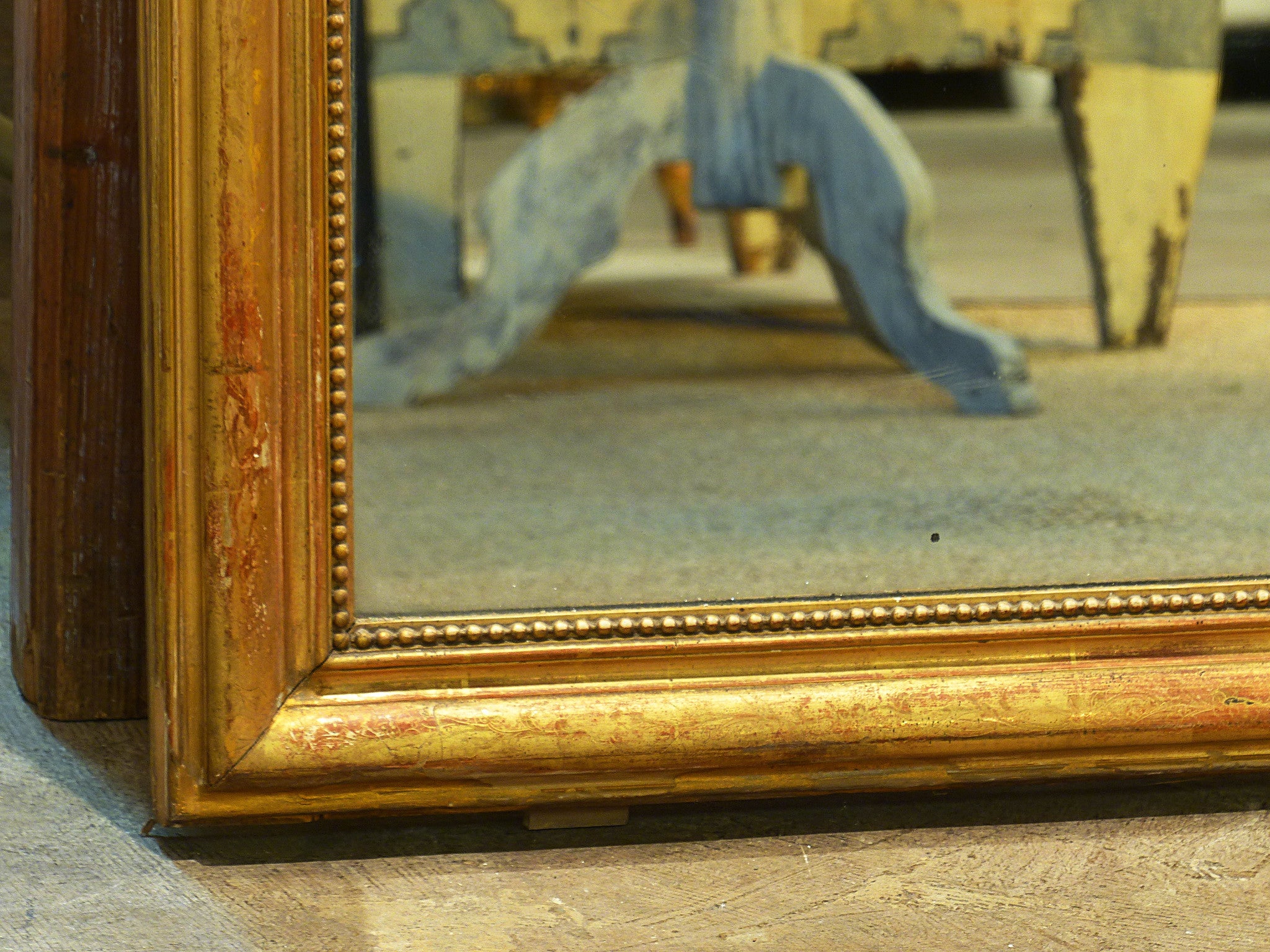 Large Louis Philippe mirror, original gilded frame