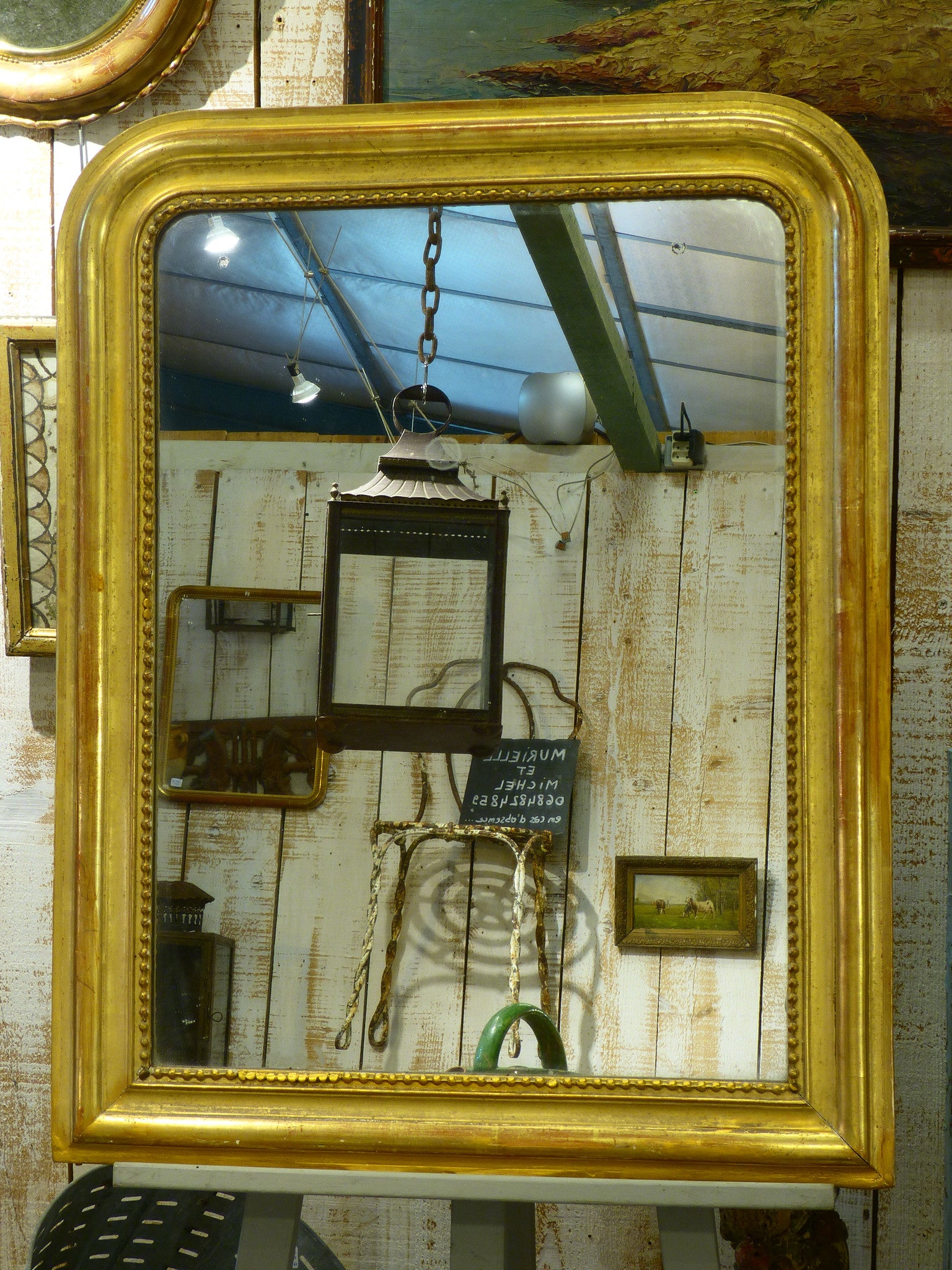 Louis Philippe mirror with original gold leaf frame