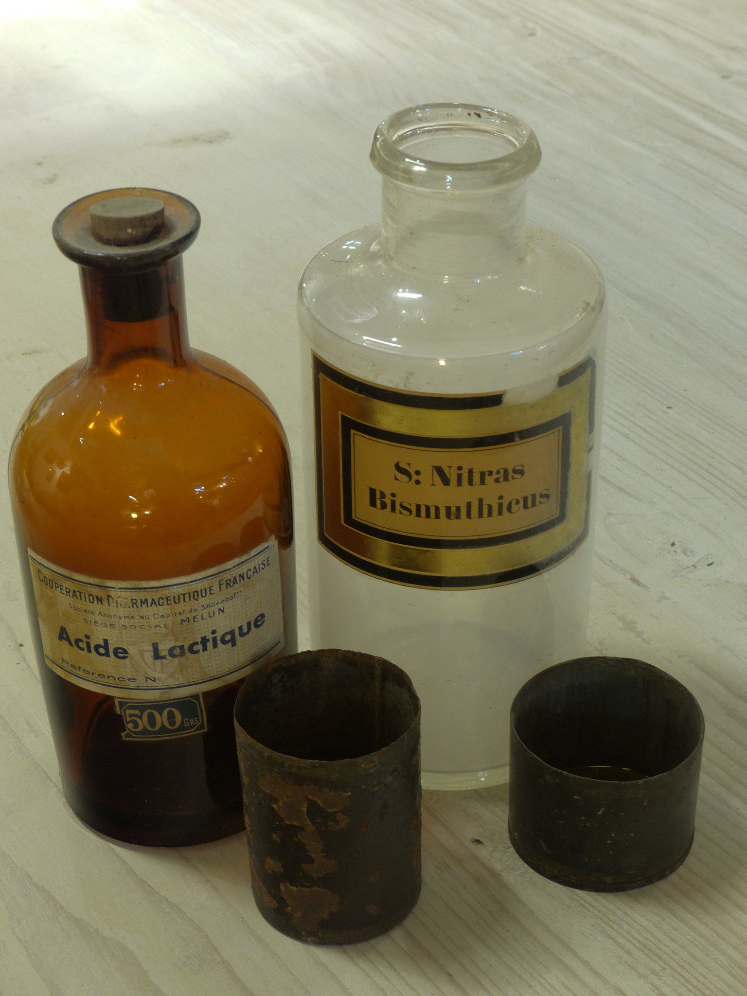 Two French Apothecary glass jars