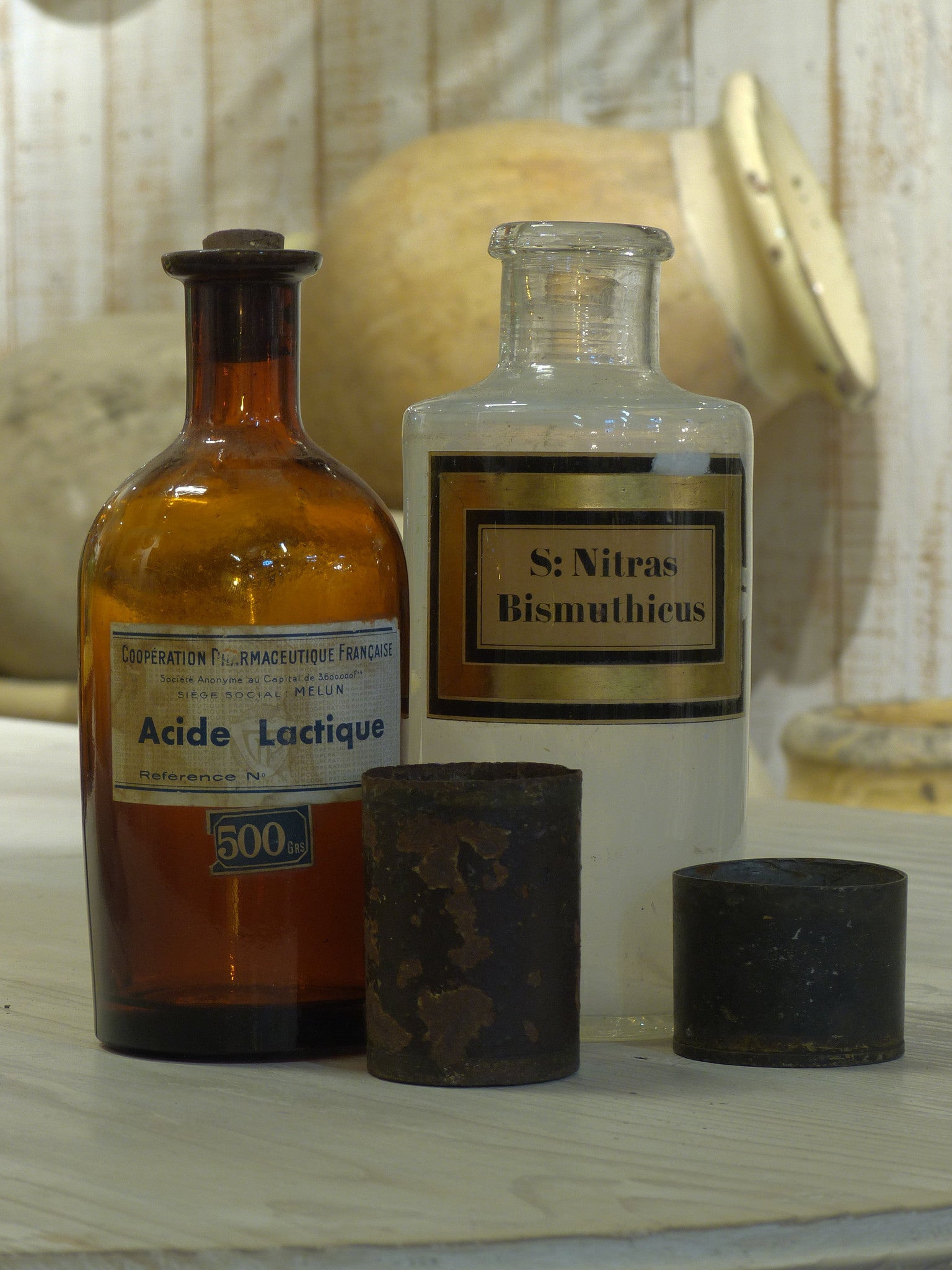 Pair of French Apothecary glass jars