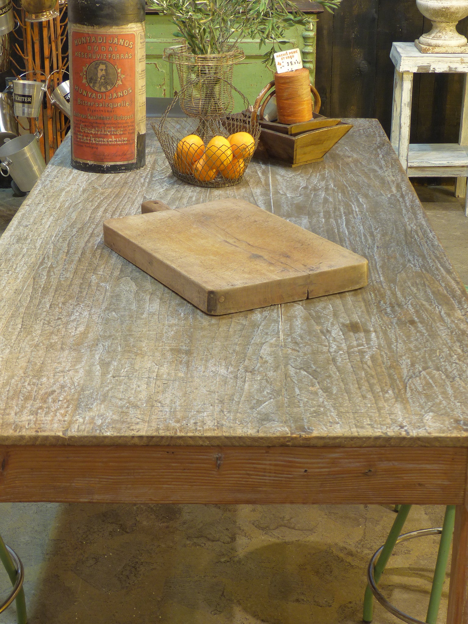 Worktable, rustic, large rectangular, 19th-century