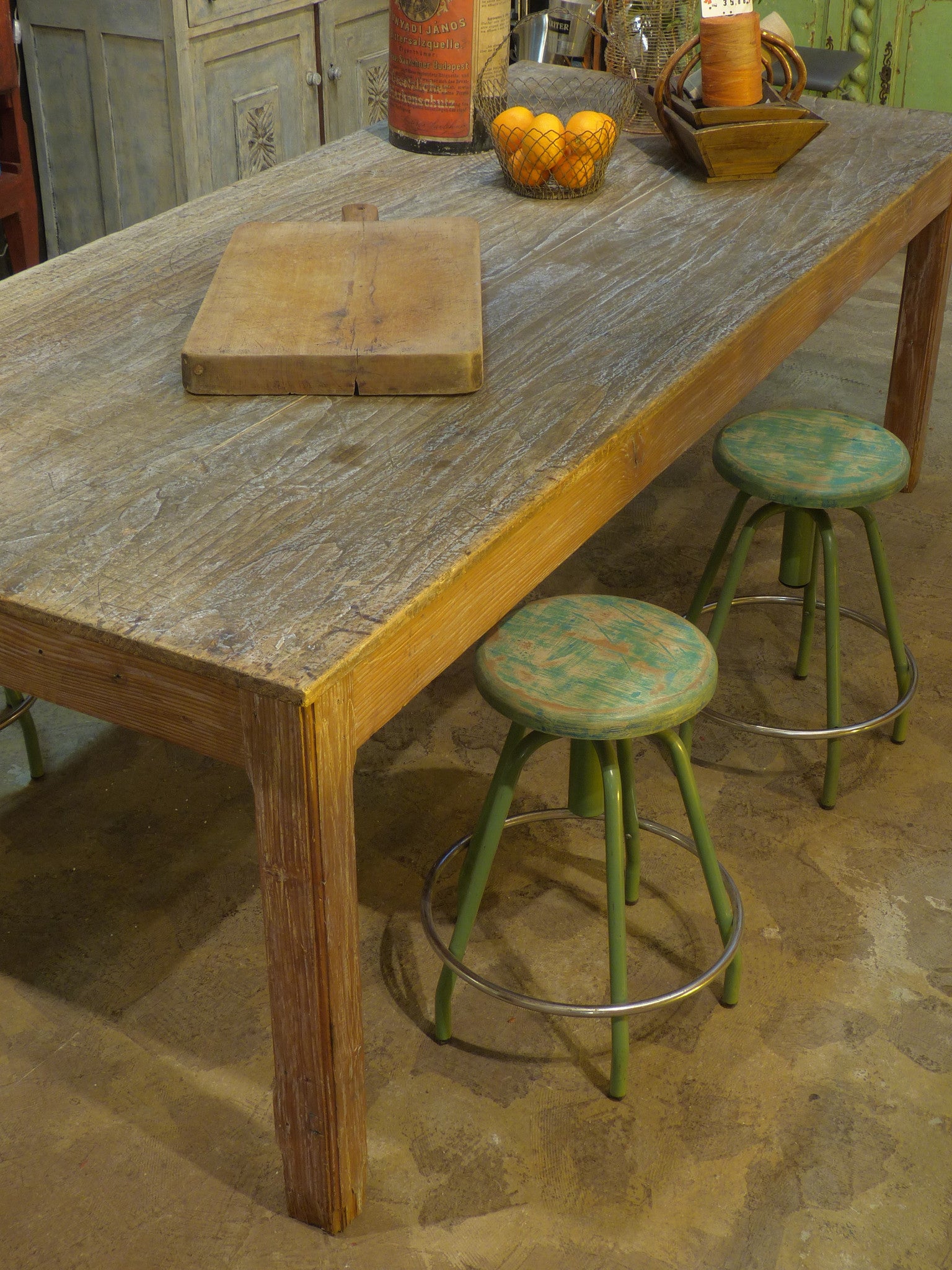 Worktable, rustic, large rectangular, 19th-century