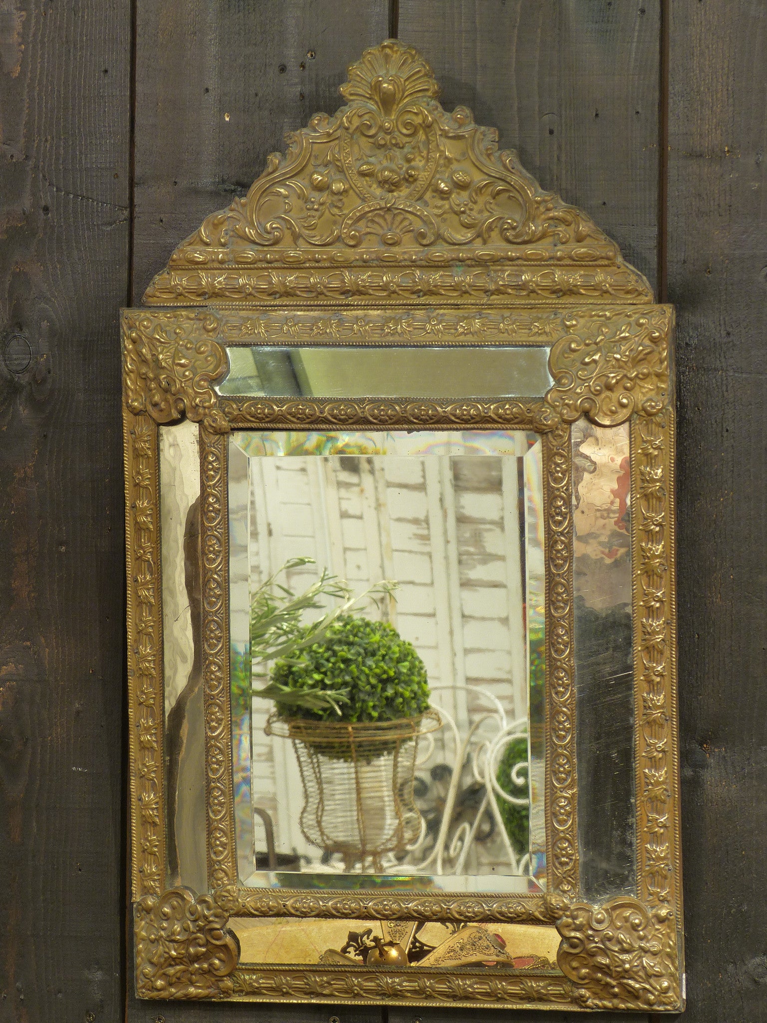 Napoleon III mirror with original glass and moulded metal frame 