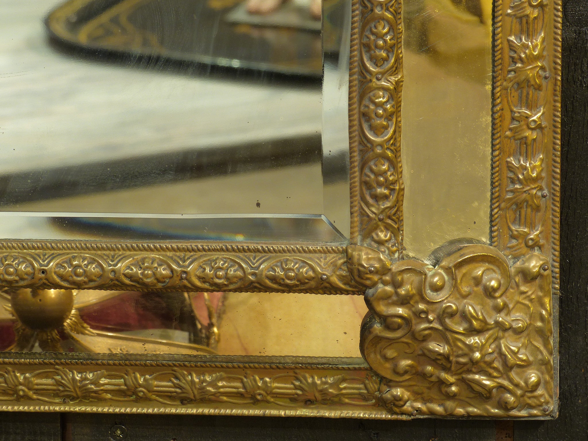 Napoleon III mirror with original glass and metal frame 