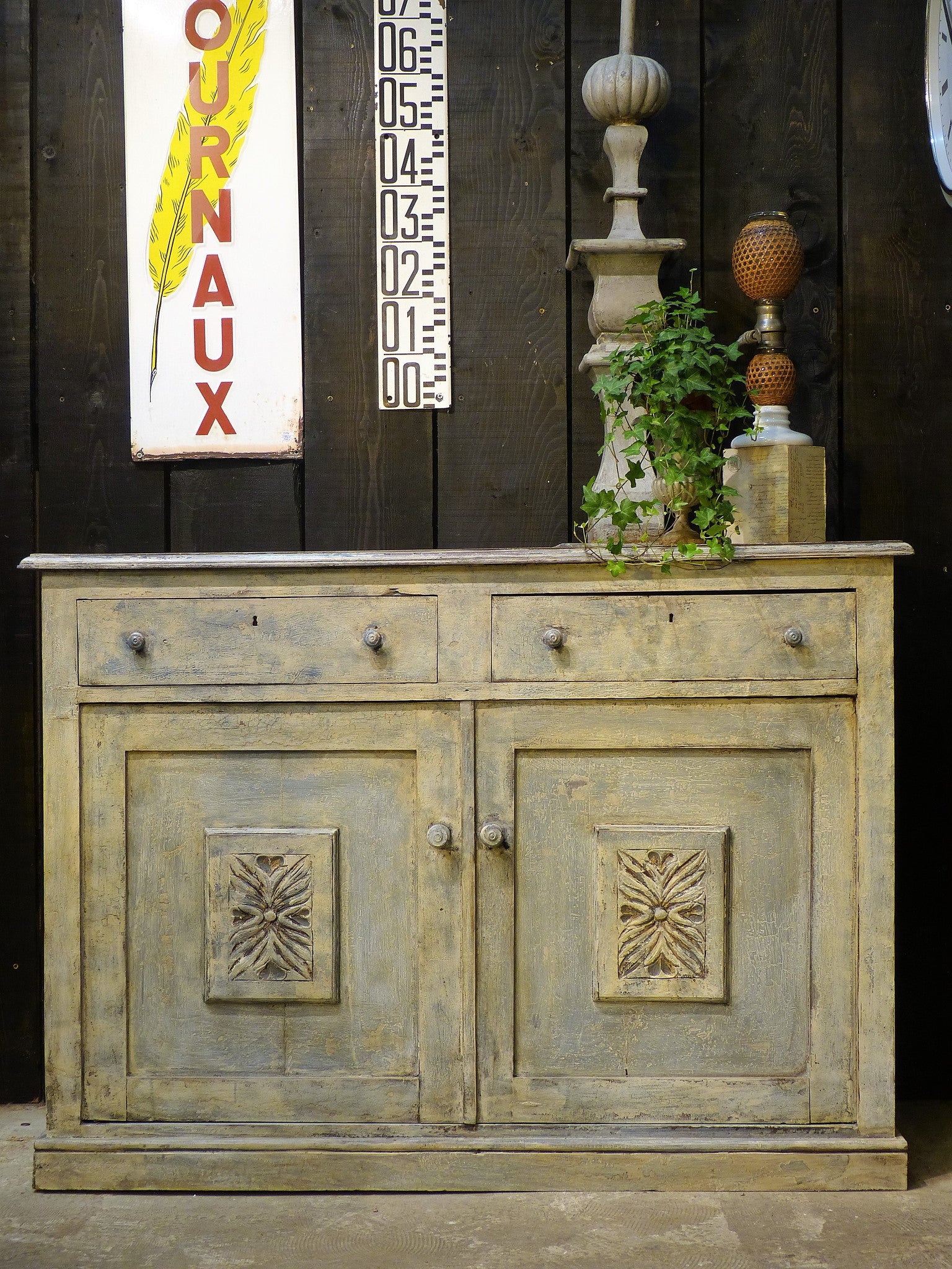 Late 19th century French buffet with blue / grey patina