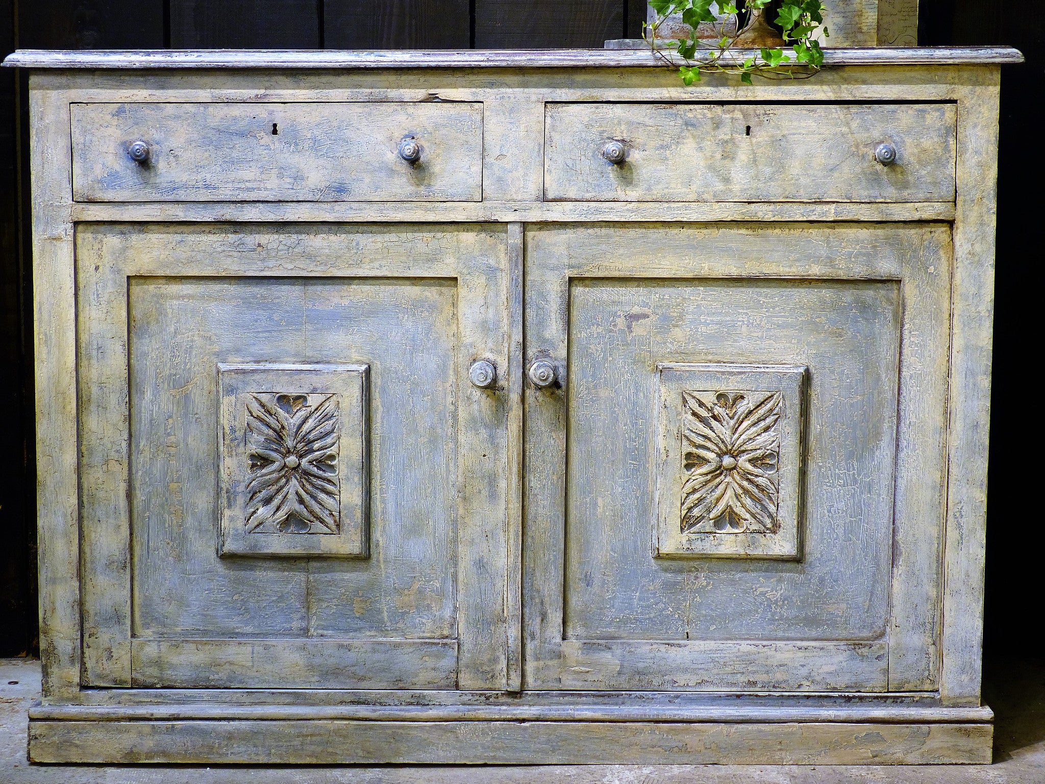 French buffet, blue-grey, late-19th-century