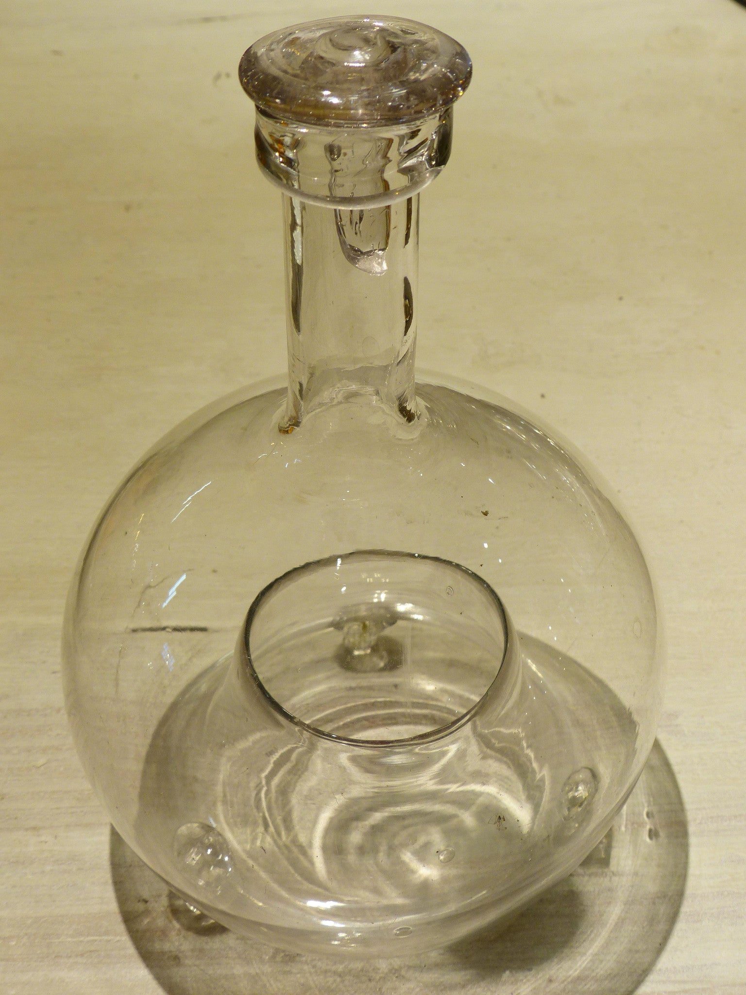 Wasp bottle, hand-blown French glass, 19th-century