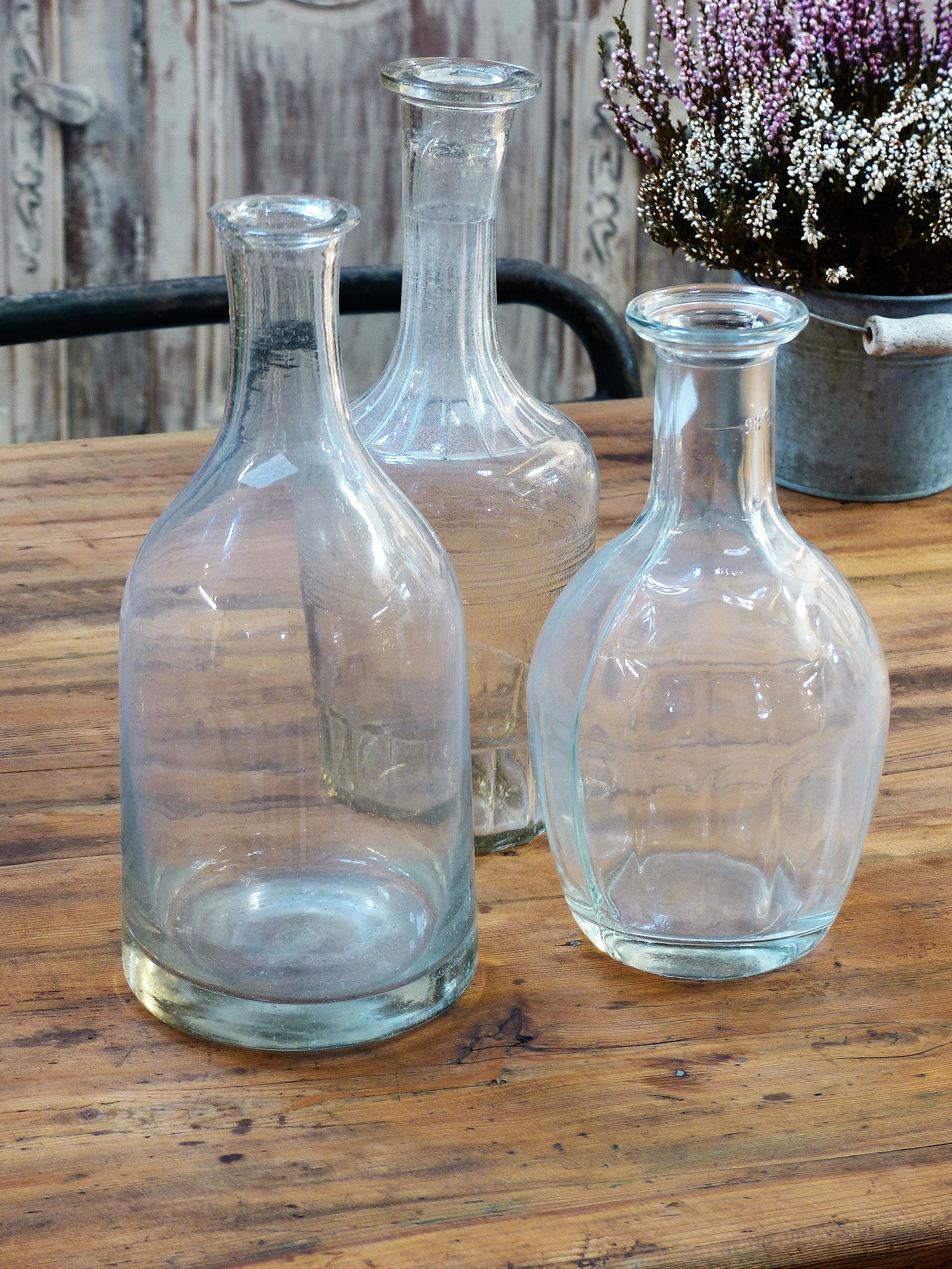 Glass Bottles, 19th- & 20th-century, set of 3