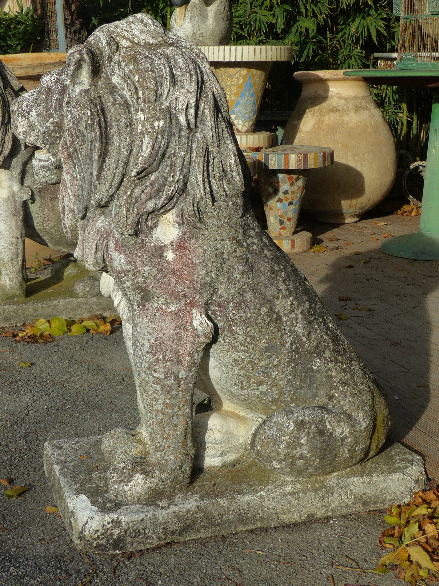 Pair of large vintage garden lions