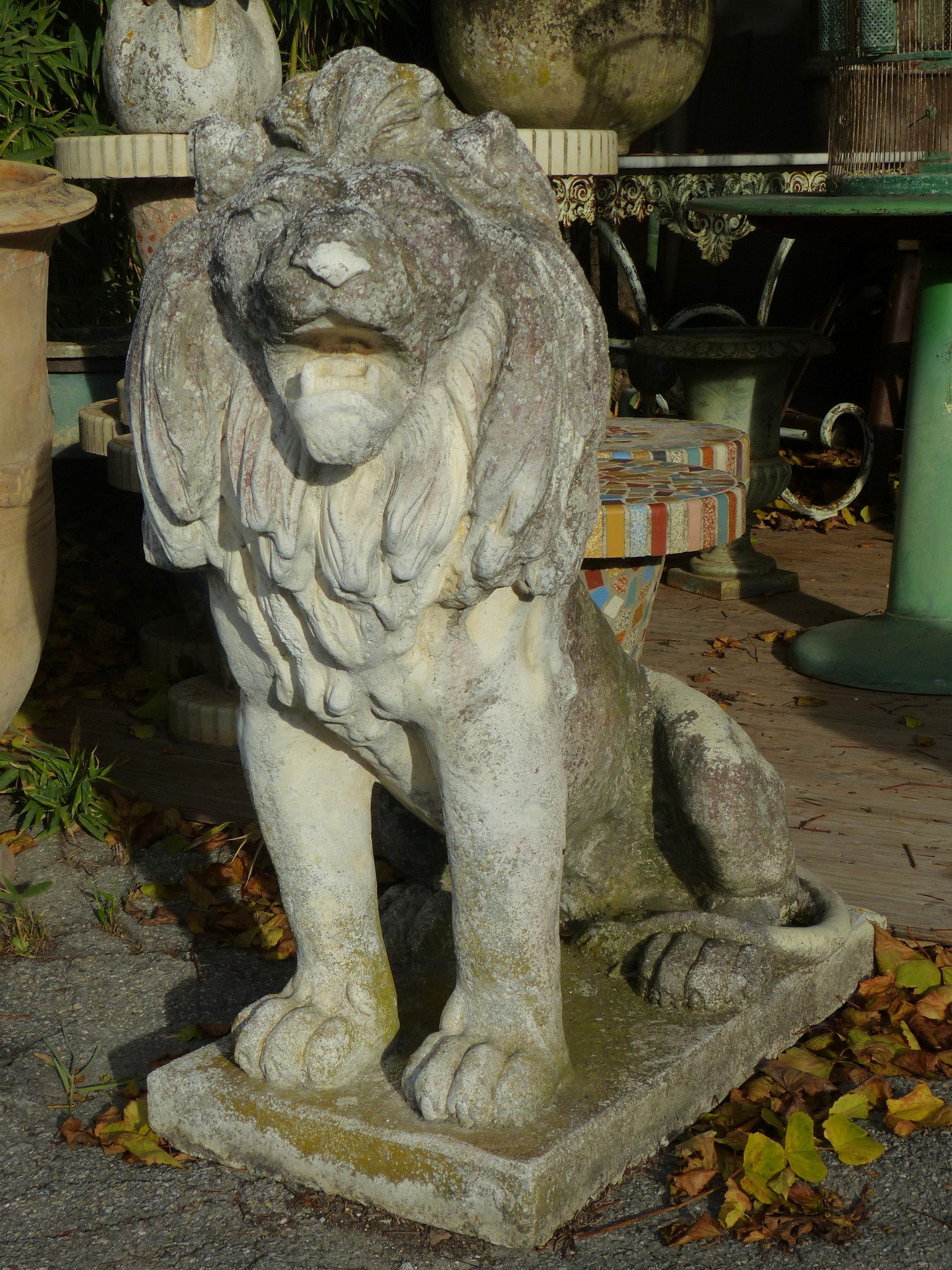 Pair of large vintage garden lions