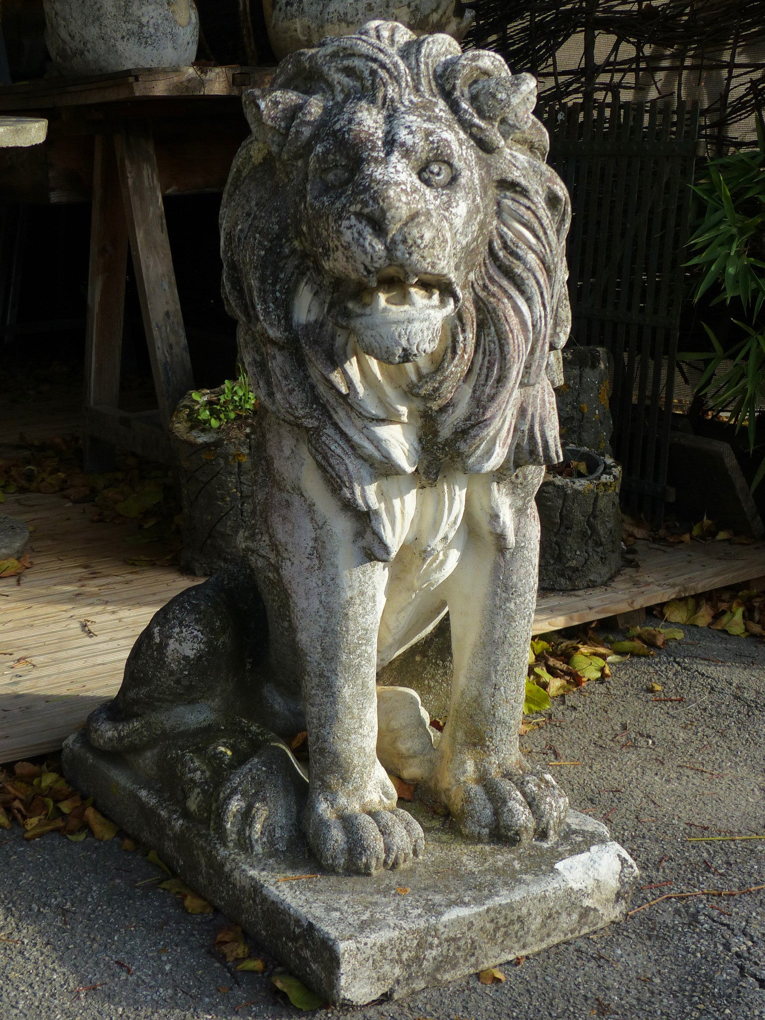 Pair of large vintage garden lions