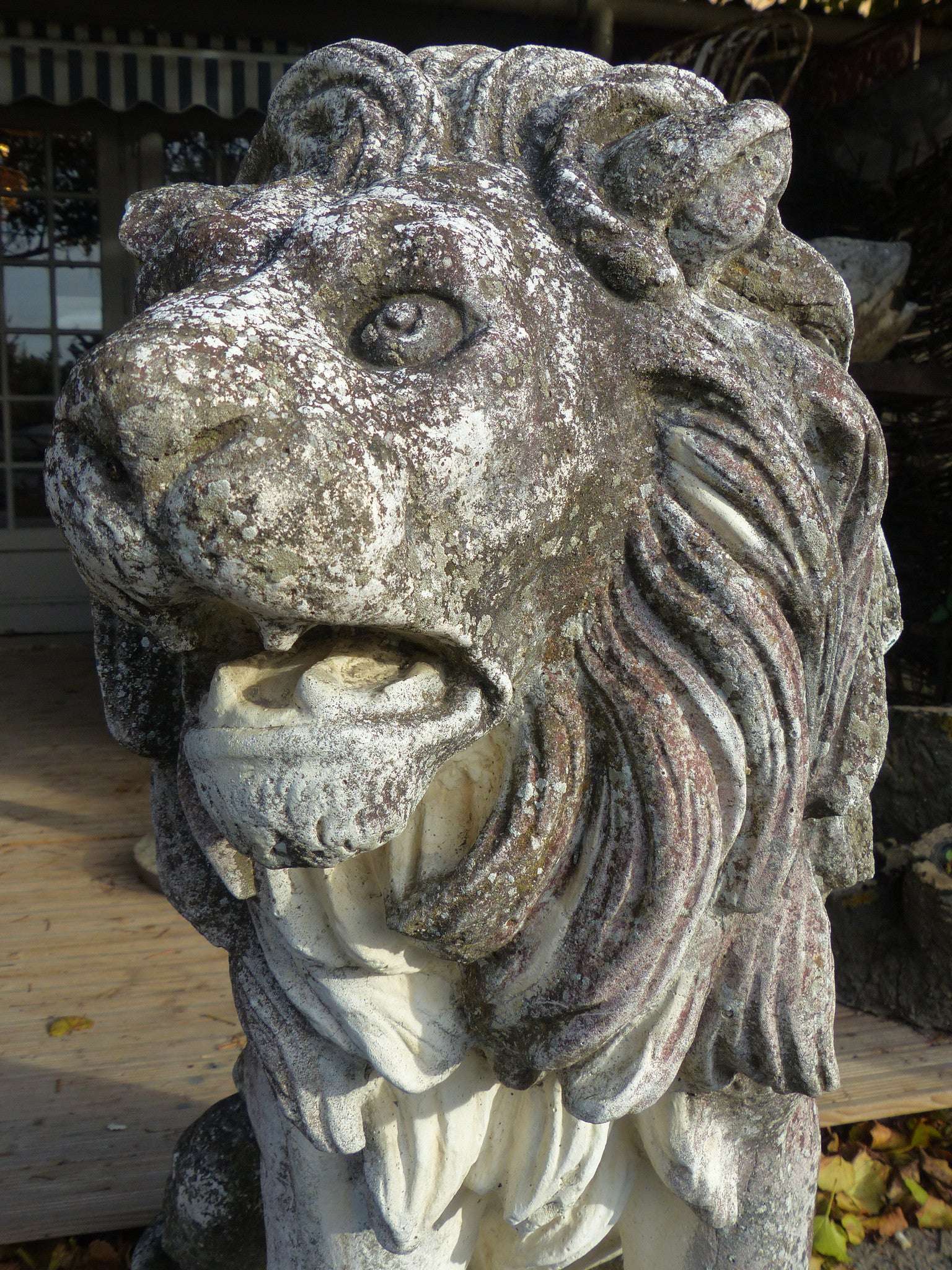 Pair of large vintage garden lions