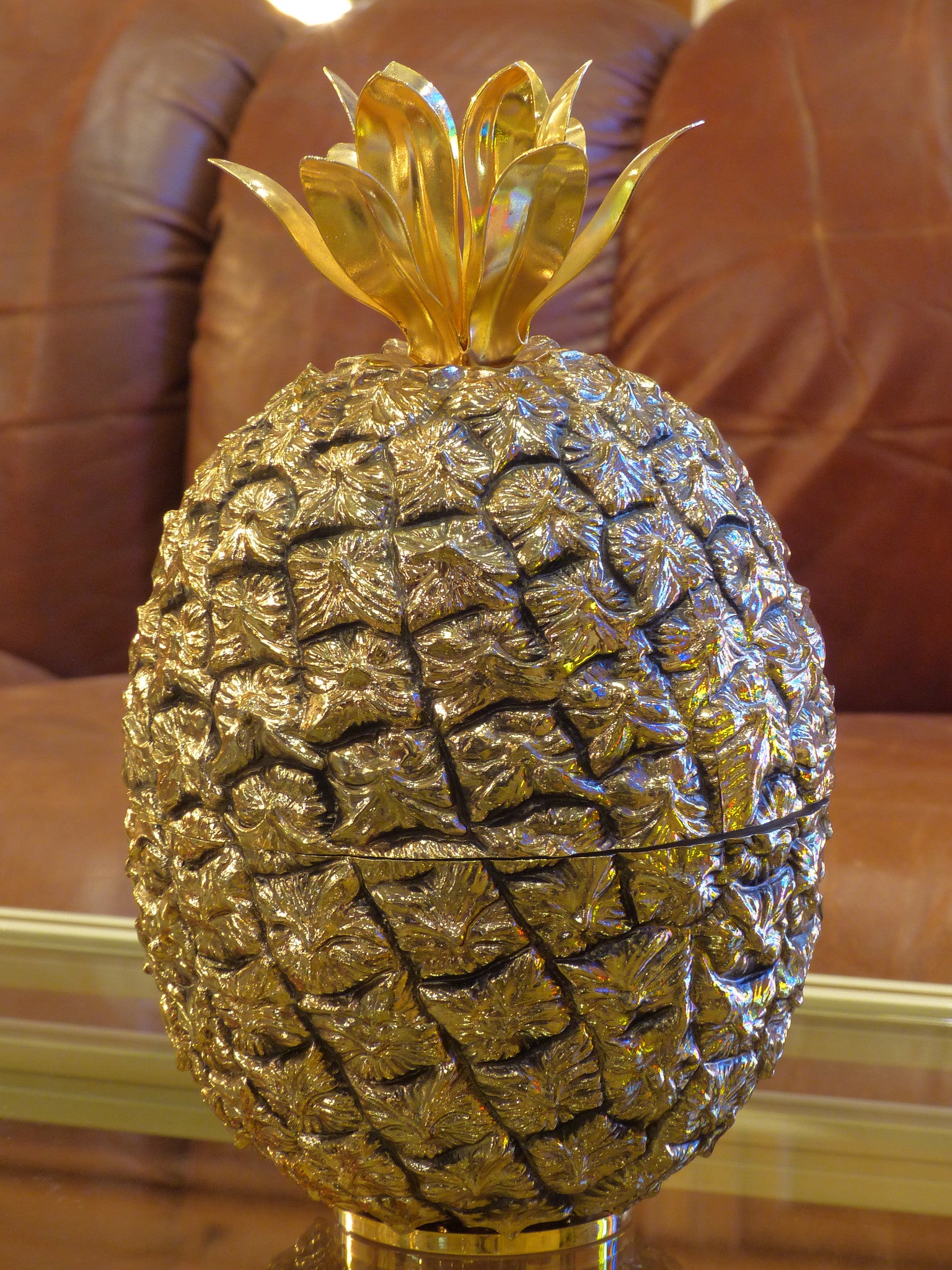 Warm gold French pineapple ice bucket - Michel Dartois 1970's