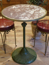 Round marble top bistro table with green stand - Paris