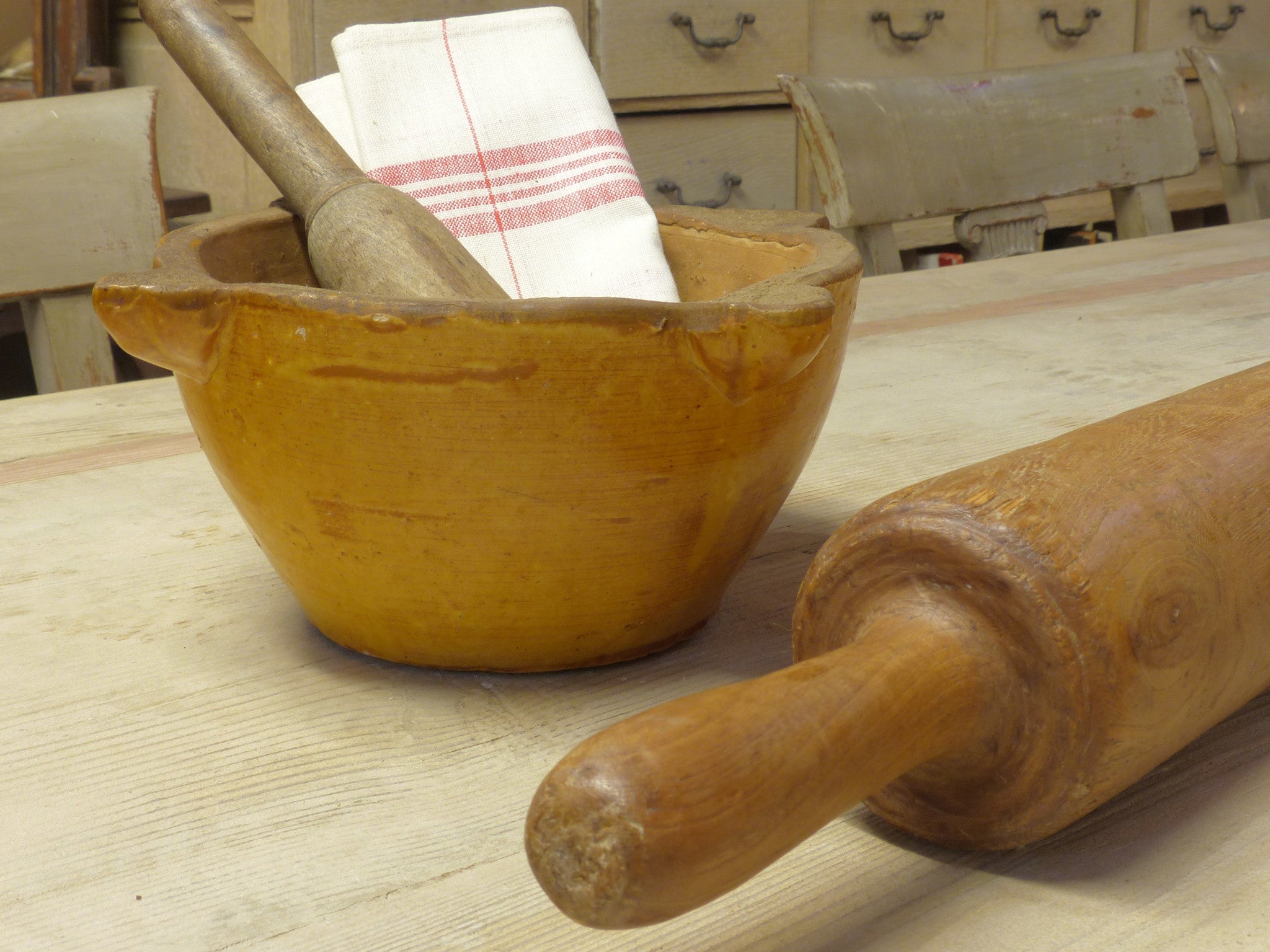 Extra large 19th century French rolling pin