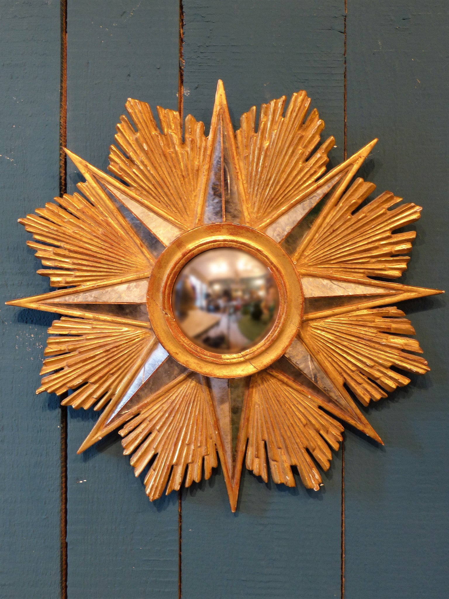 Gilt-wood starburst mirror - 1960's