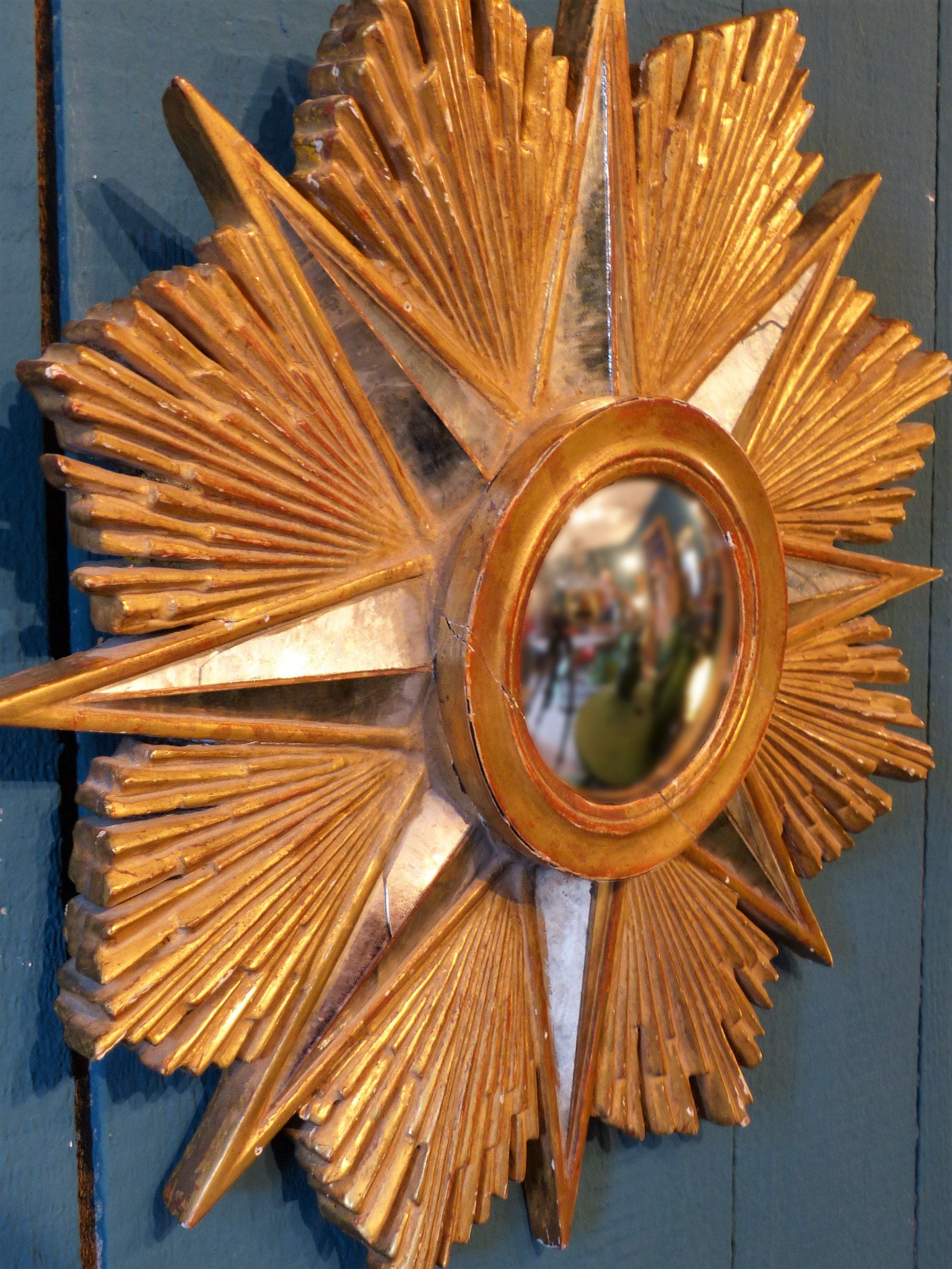 Gilt-wood starburst mirror - 1960s