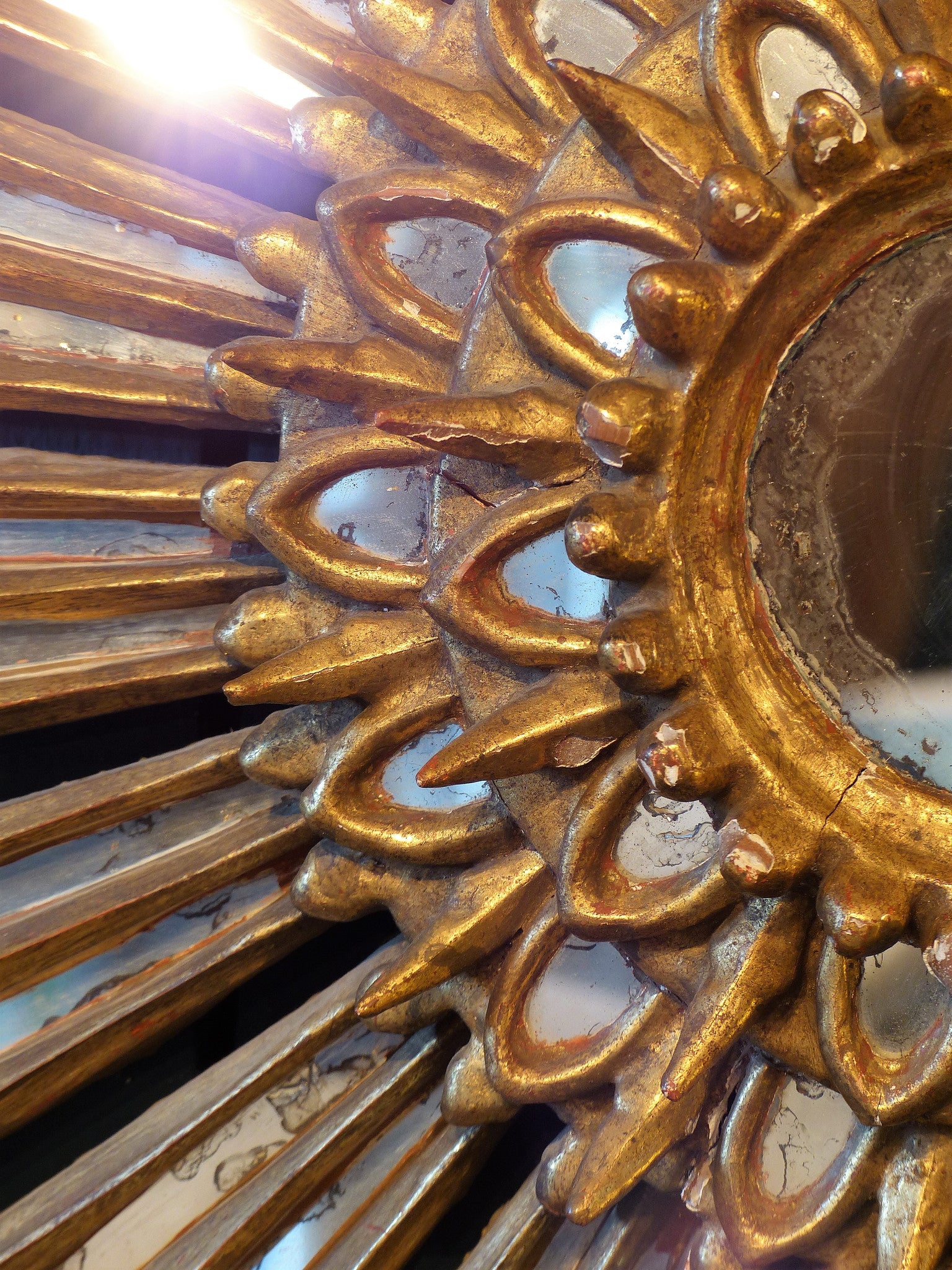 Italian carved sunburst mirror