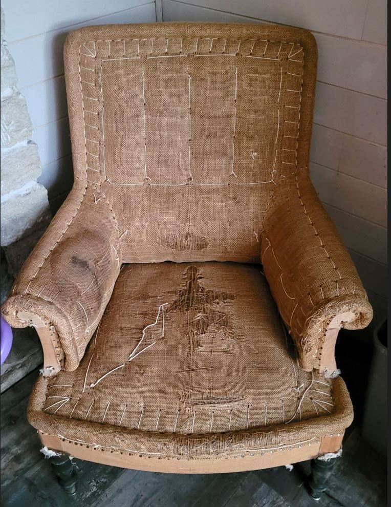 Rustic French Napoleon III bergere armchair