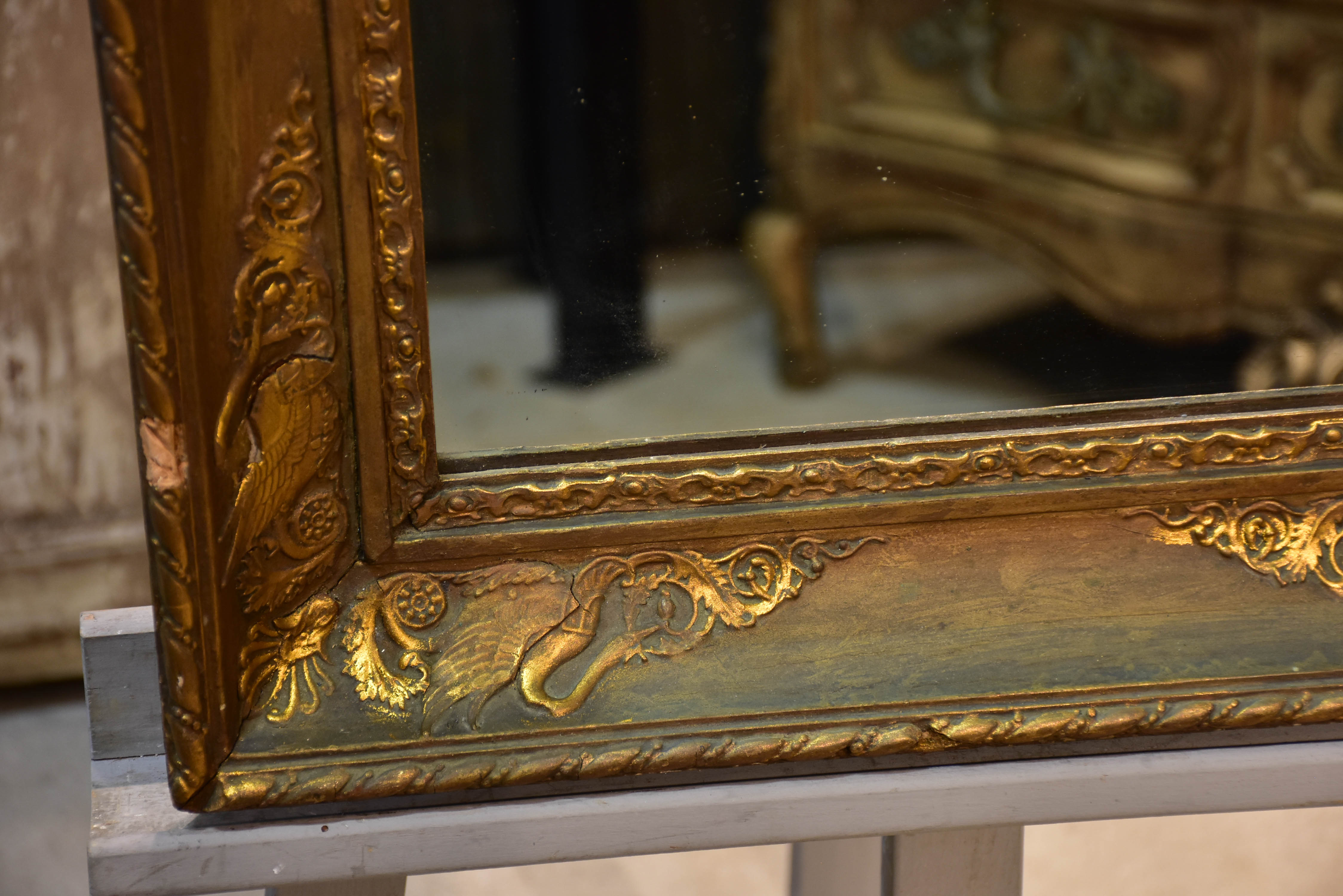 Small early 19th century Empire mirror with deep rectangular frame