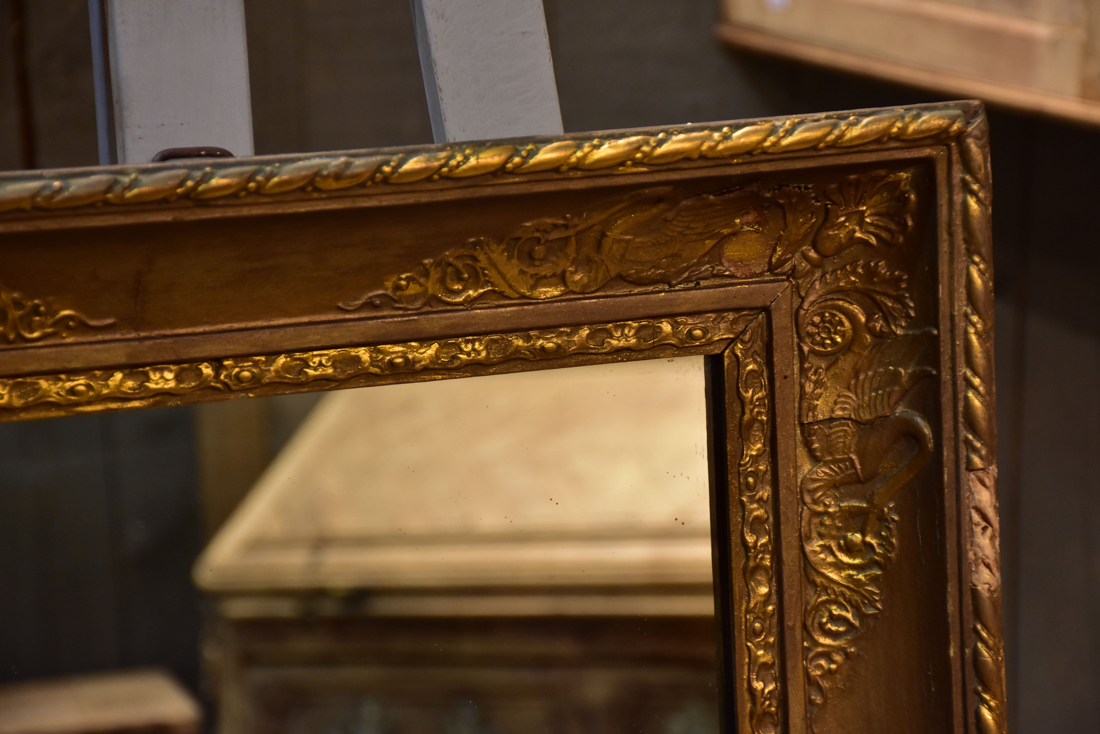 Small early 19th century Empire mirror with deep rectangular frame