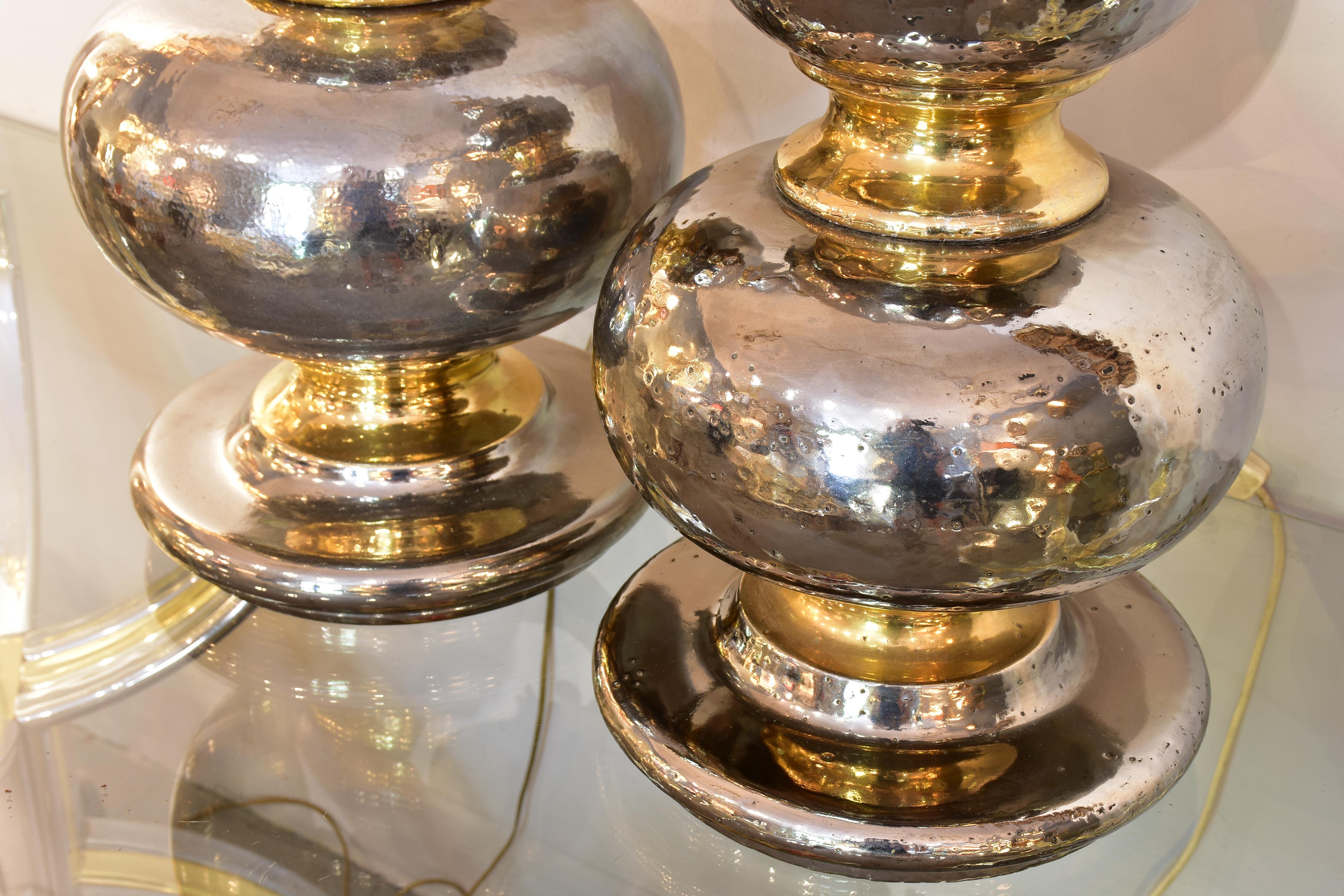 Extra-large vintage lamps with a metallic finish