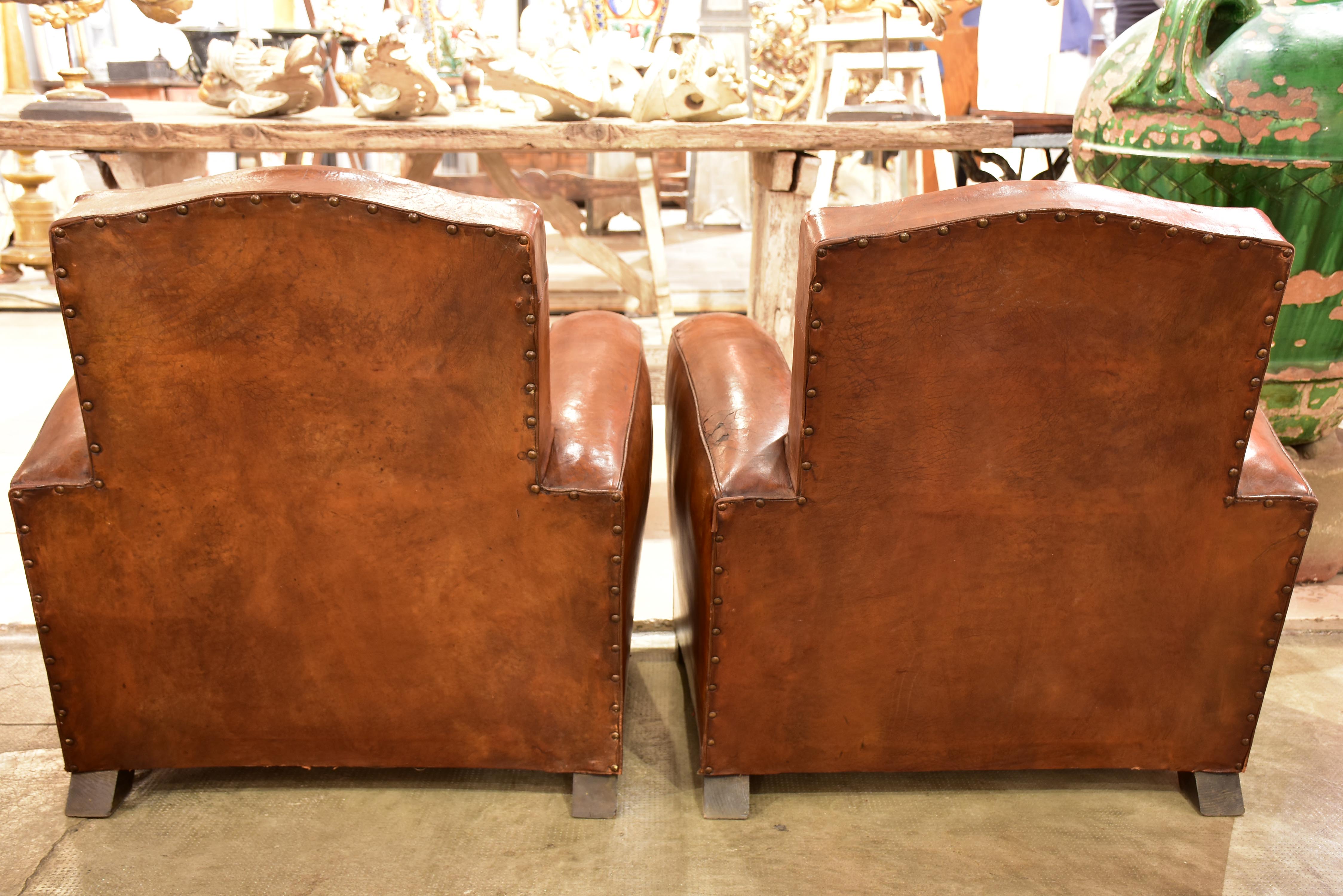 Pair of 1950’s French club chairs – small chapeau gendarme