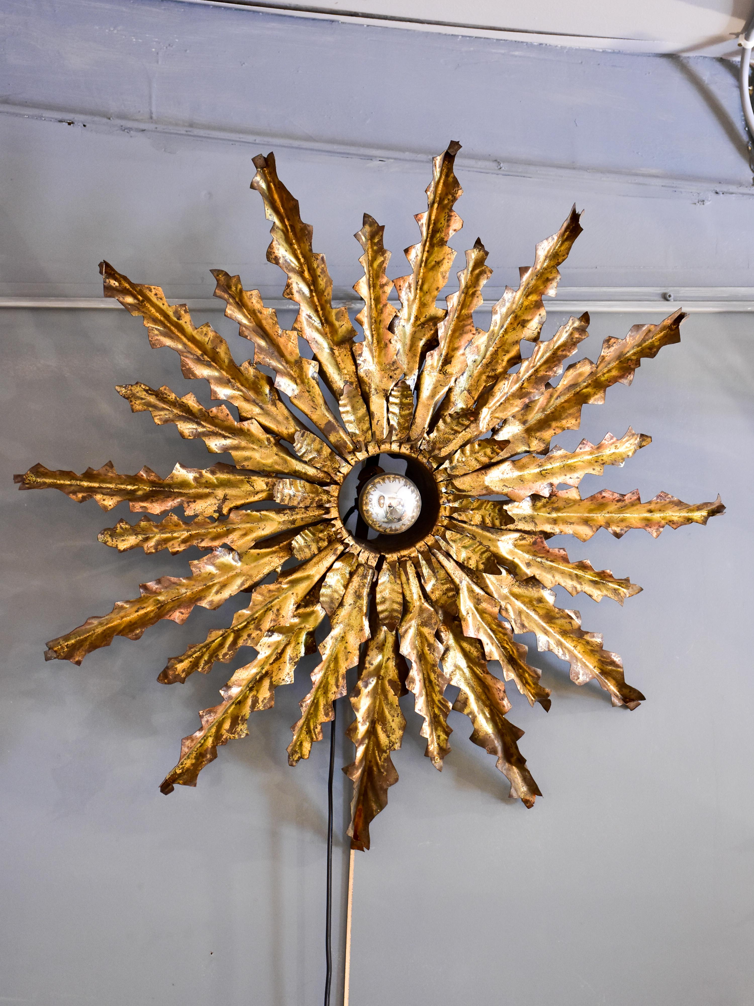 Vintage sunburst flush mount ceiling light