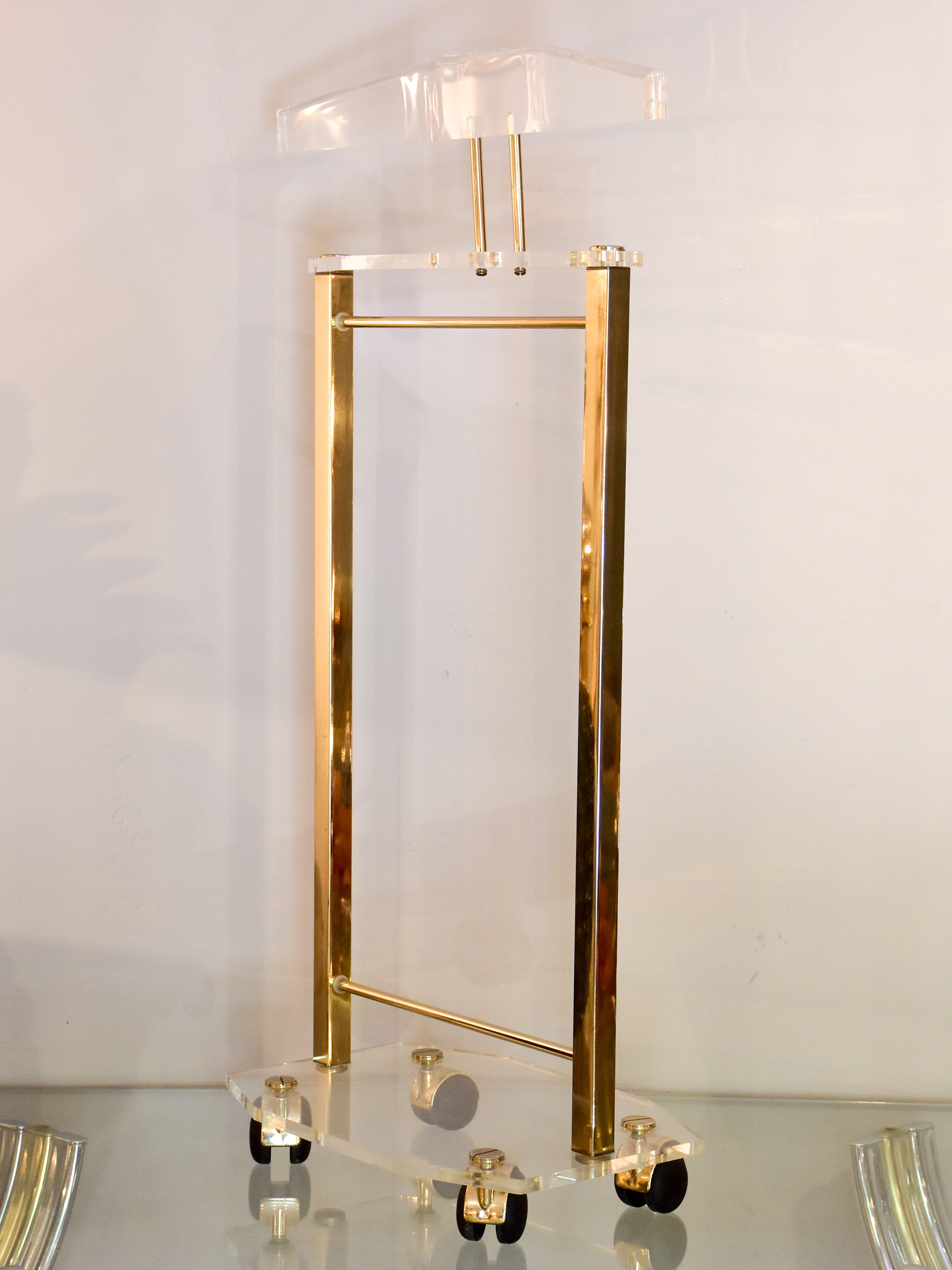 Vintage plexiglass valet stand on casters