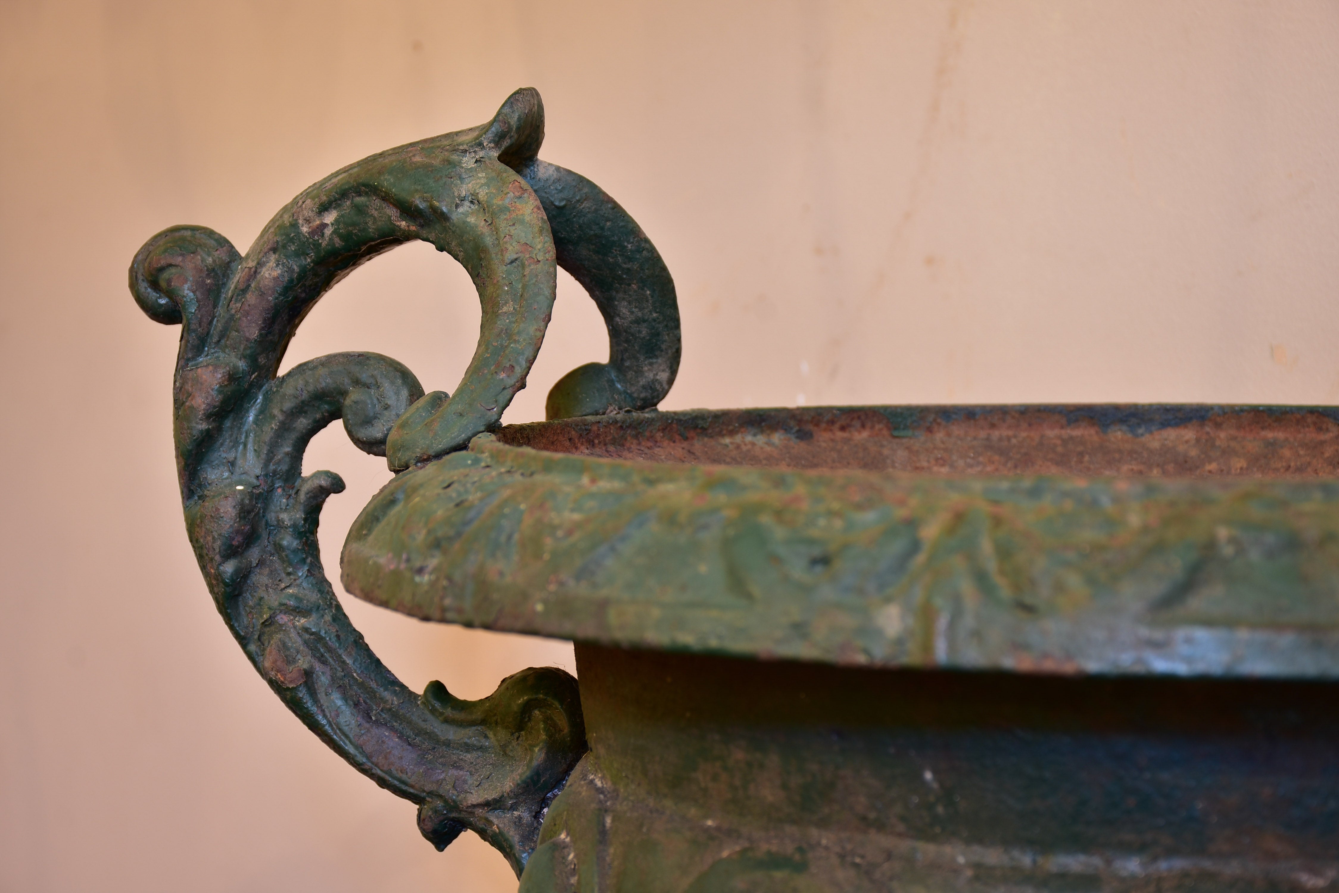 Pair of 19th century Medici urns with green finish