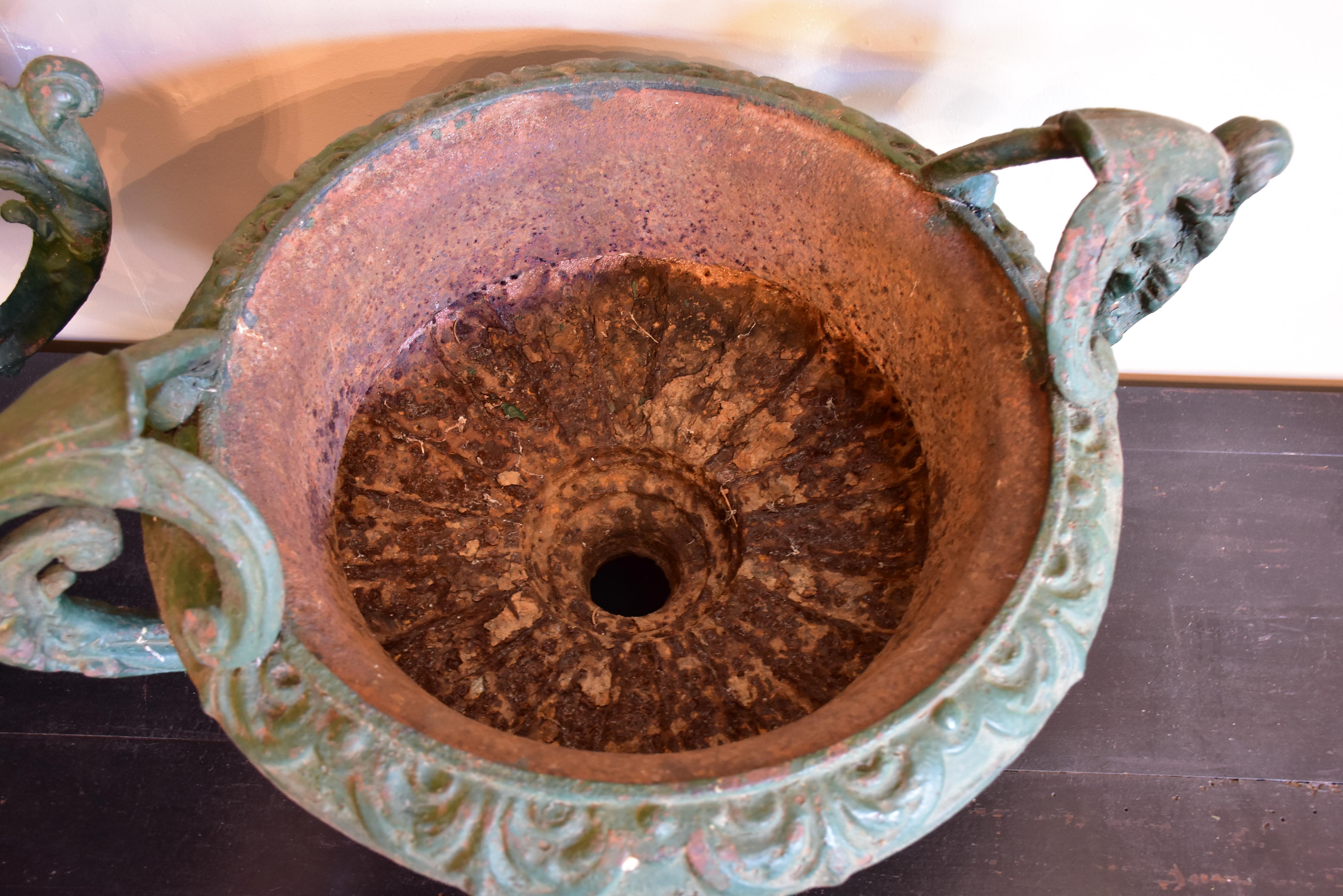 Pair of 19th century Medici urns with green finish