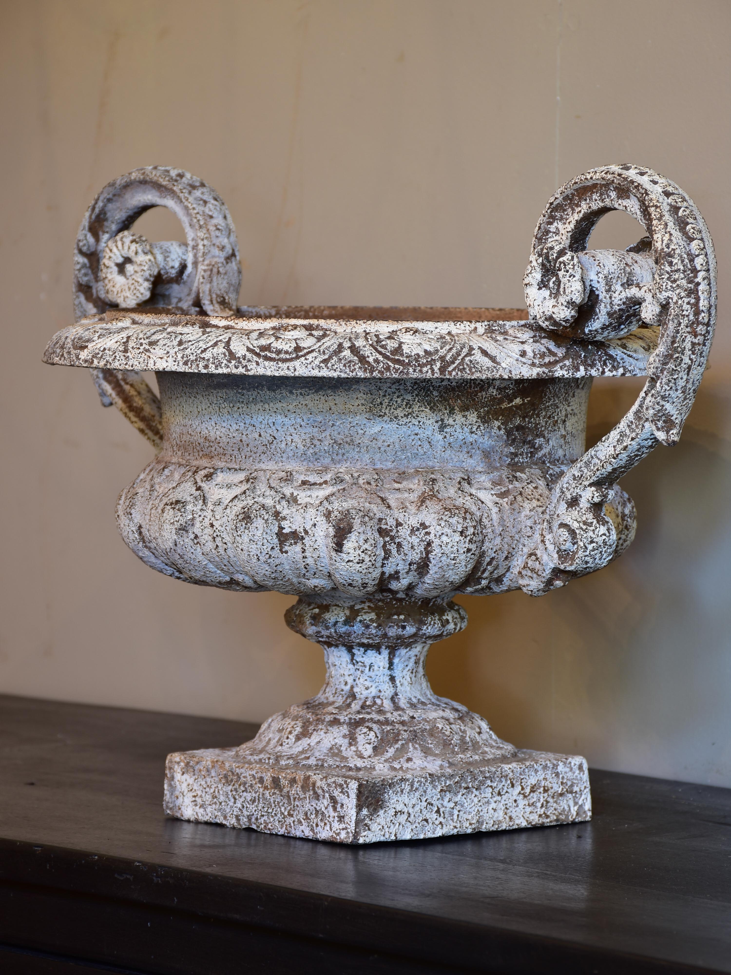 Antique French garden urn with decorative handles